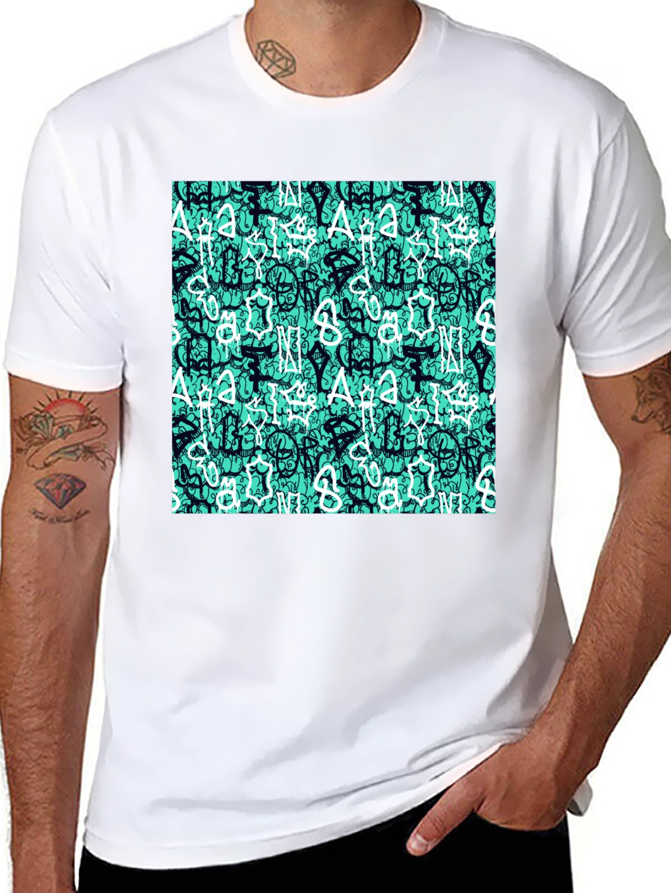 Abstract Print Black T-Shirt