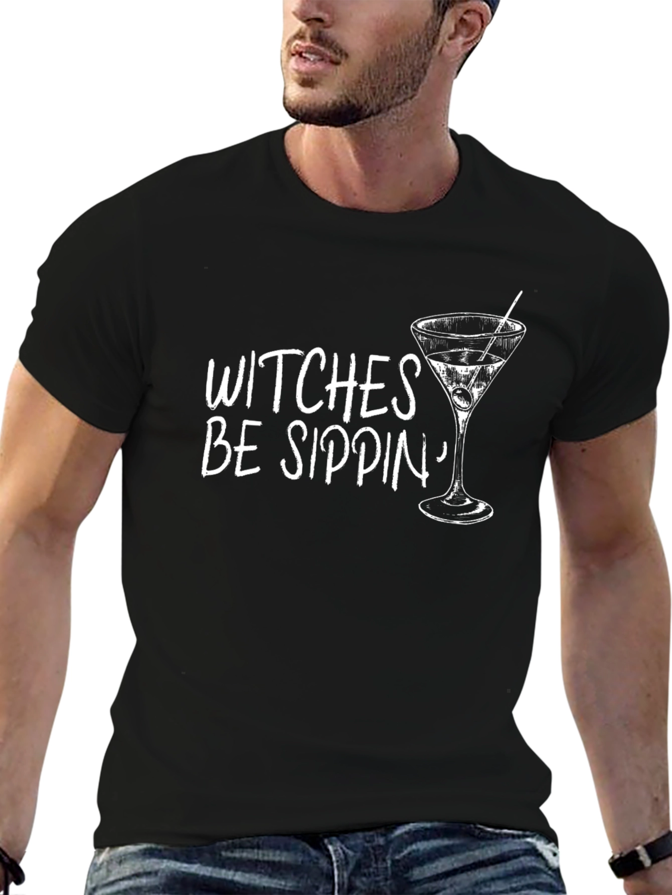 Witches Be Sippin Graphic Tee - Halloween Cocktail Shirt
