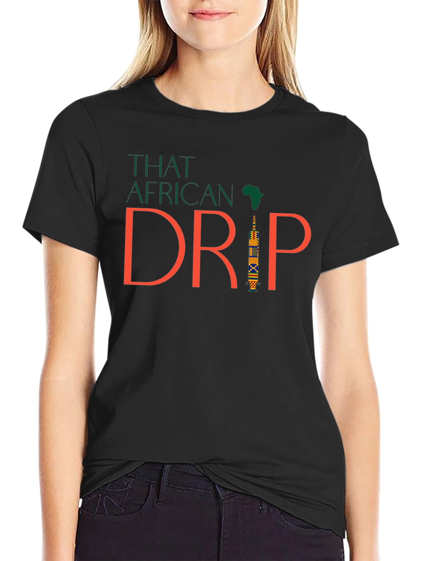 That African Drip Black Tee