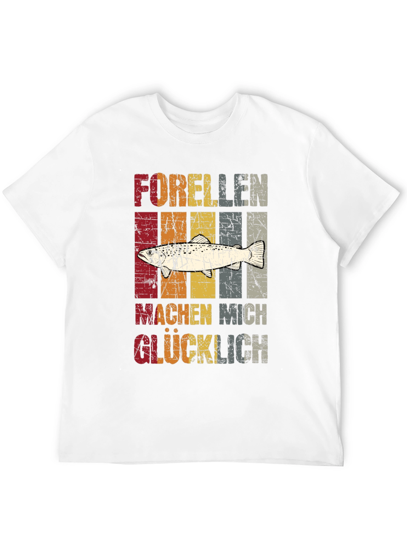 Retro Trout Fishing T-Shirt - Makes Me Happy