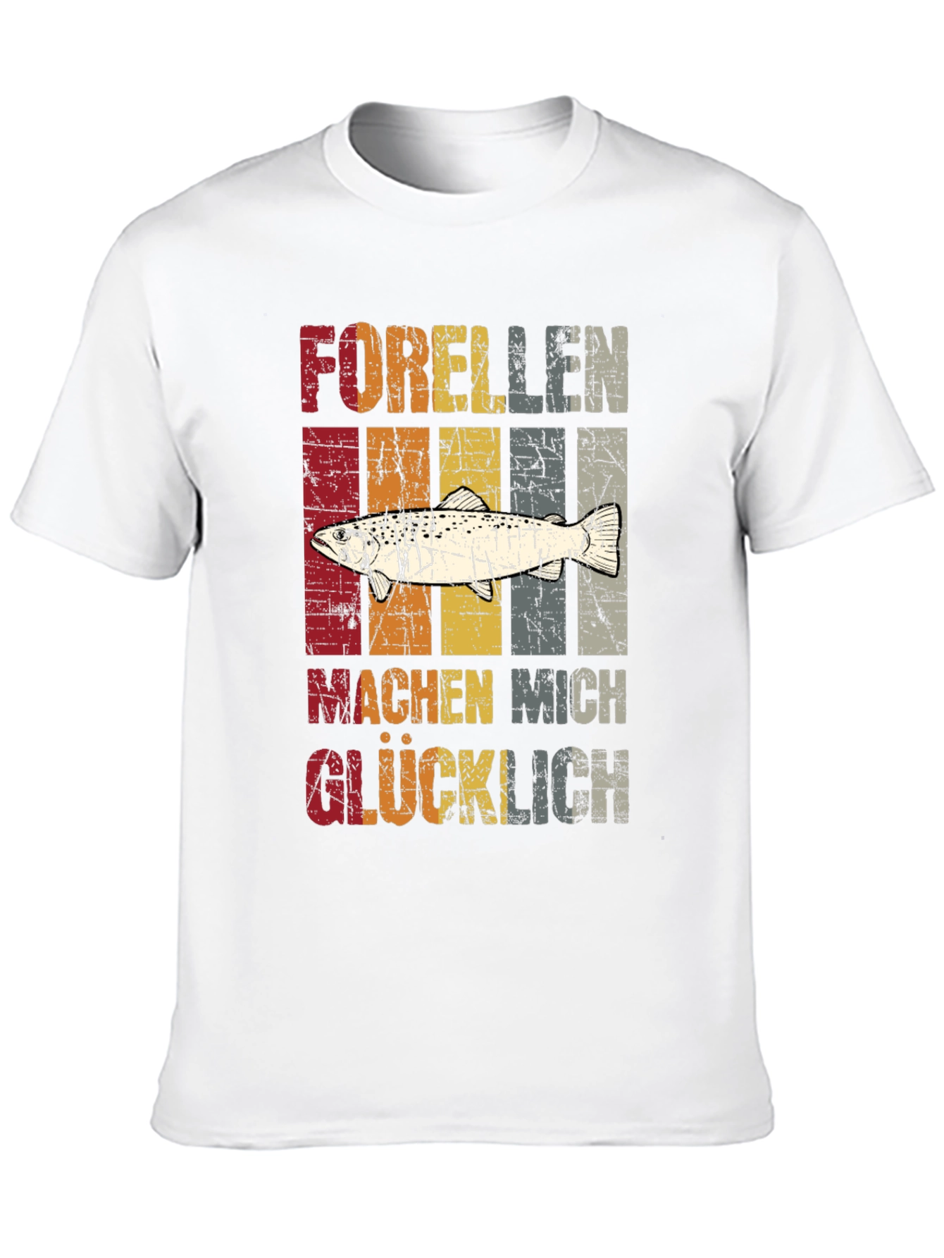Retro Trout Fishing T-Shirt - Makes Me Happy