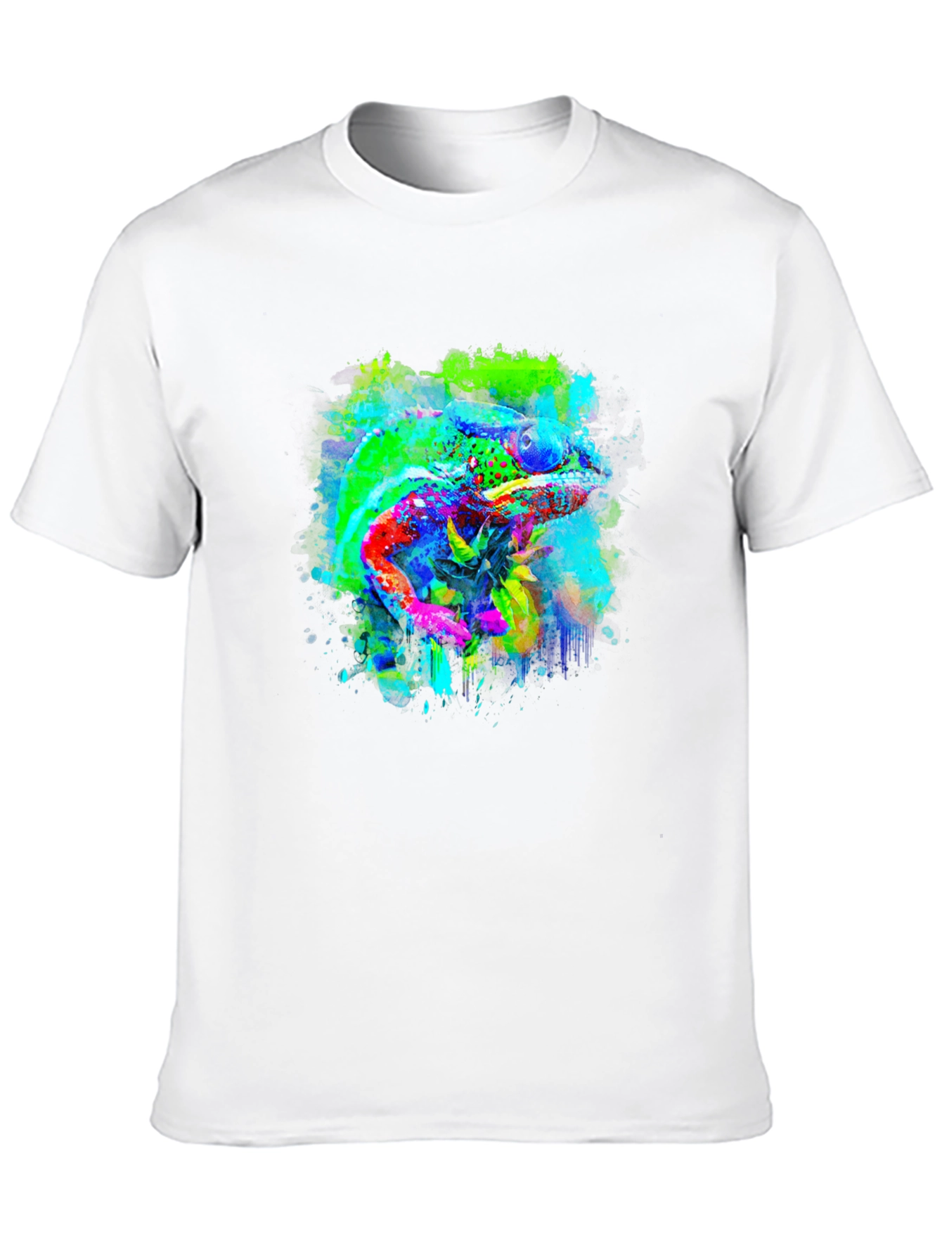 Vibrant Chameleon Art Black T-Shirt