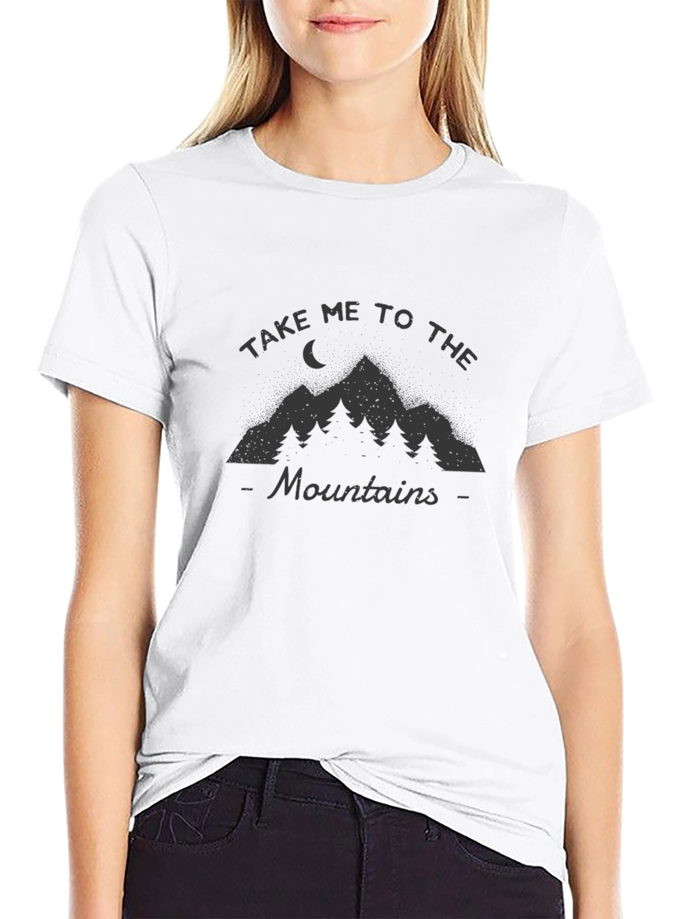 Mountain Adventure Graphic Tee - Black Crew Neck T-Shirt