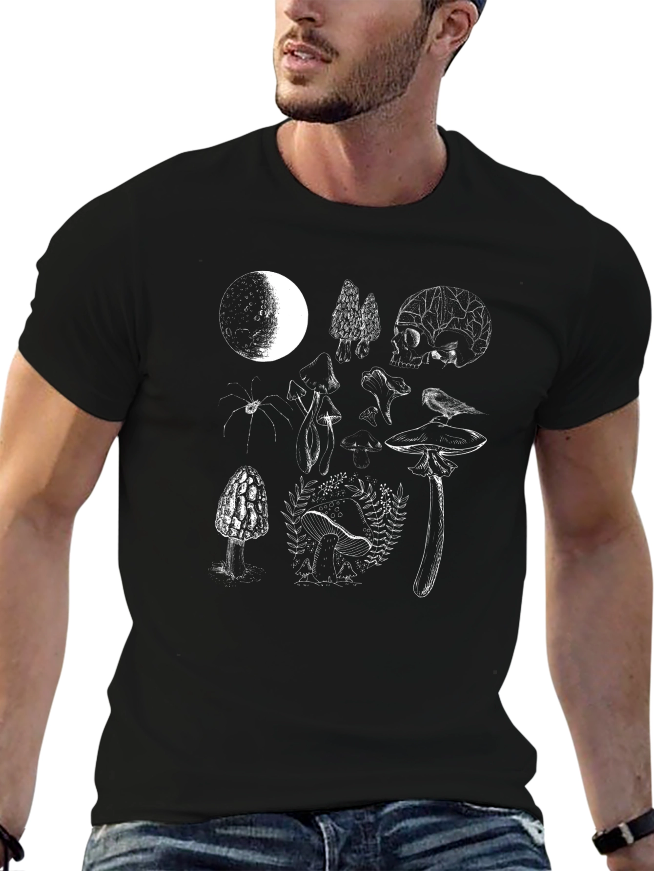 Mystical Moon & Mushroom Graphic Tee