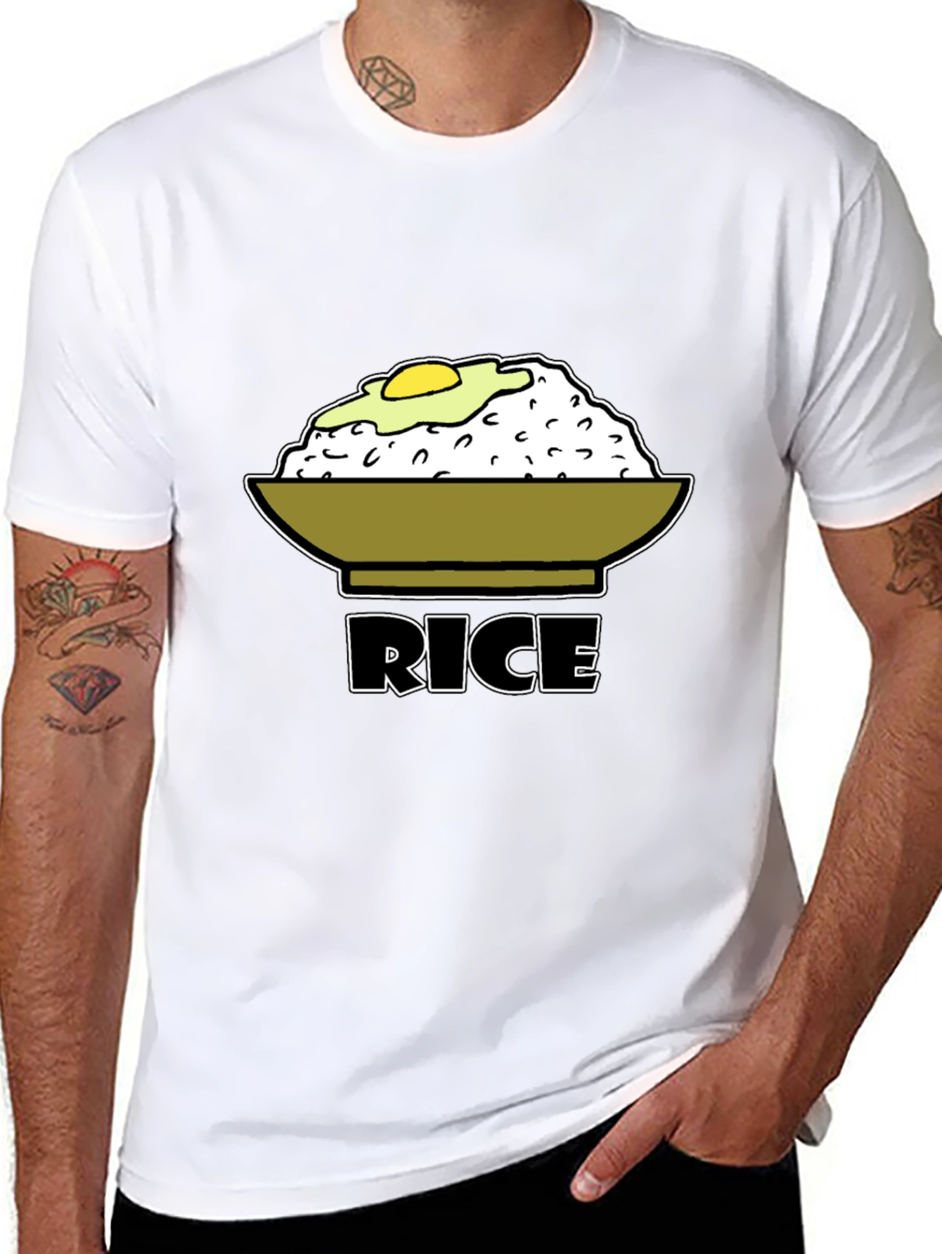 Rice & Egg Graphic Tee - Foodie T-Shirt
