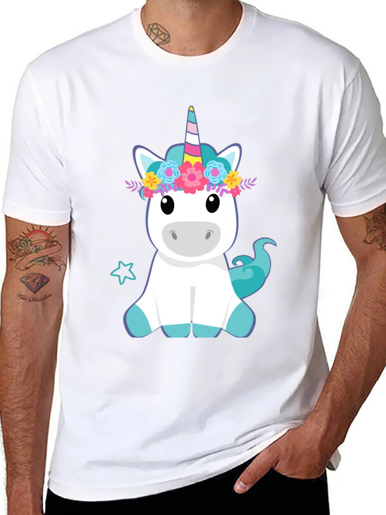 Unicorn Graphic Print Black T-Shirt
