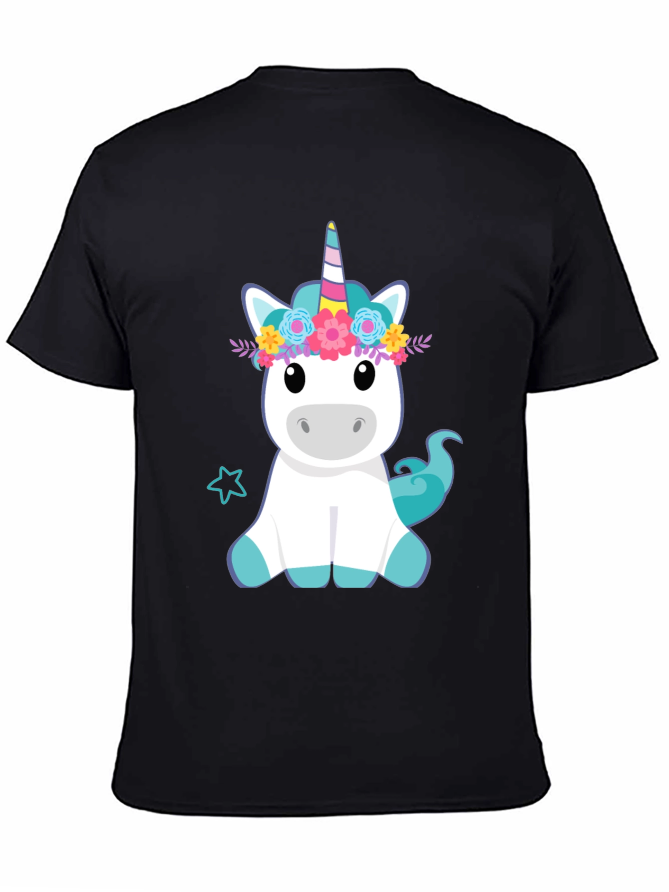 Unicorn Graphic Print Black T-Shirt