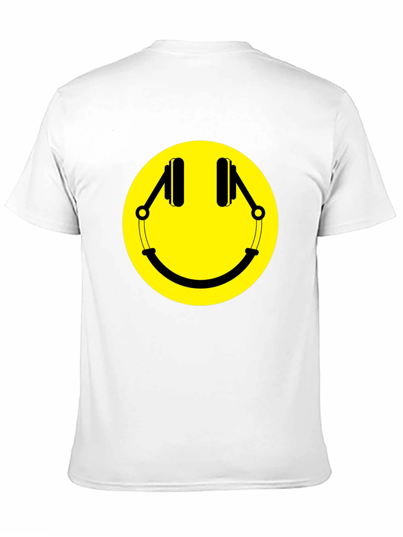 Smiley Face Headphones Graphic T-Shirt - Black