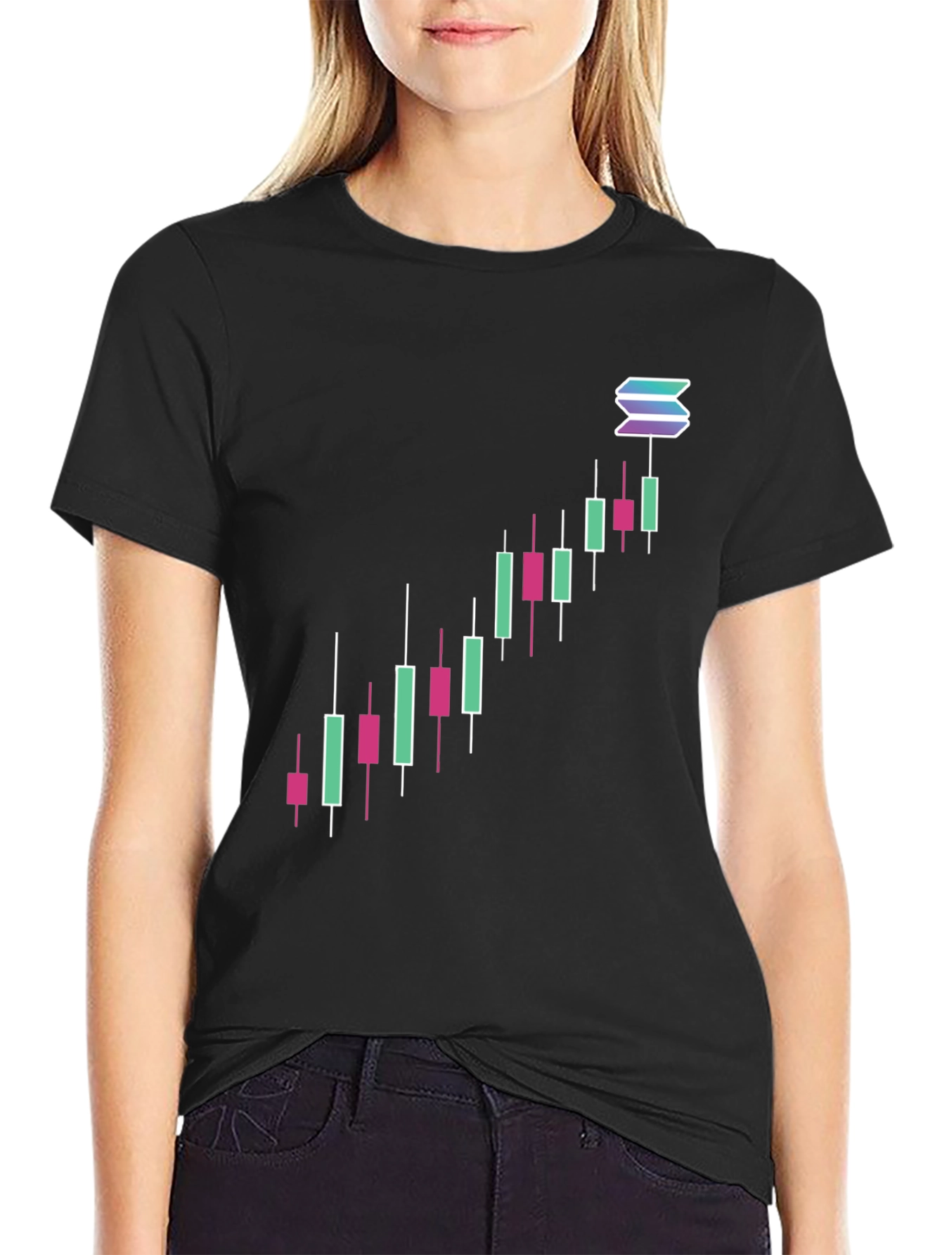 Solana Crypto Chart Black T-Shirt