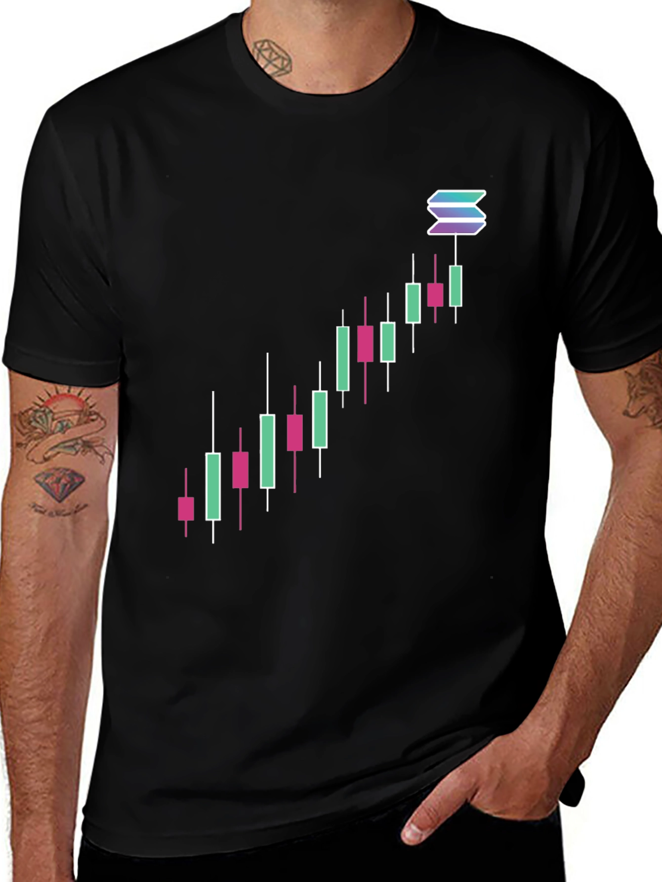 Solana Crypto Chart Black T-Shirt