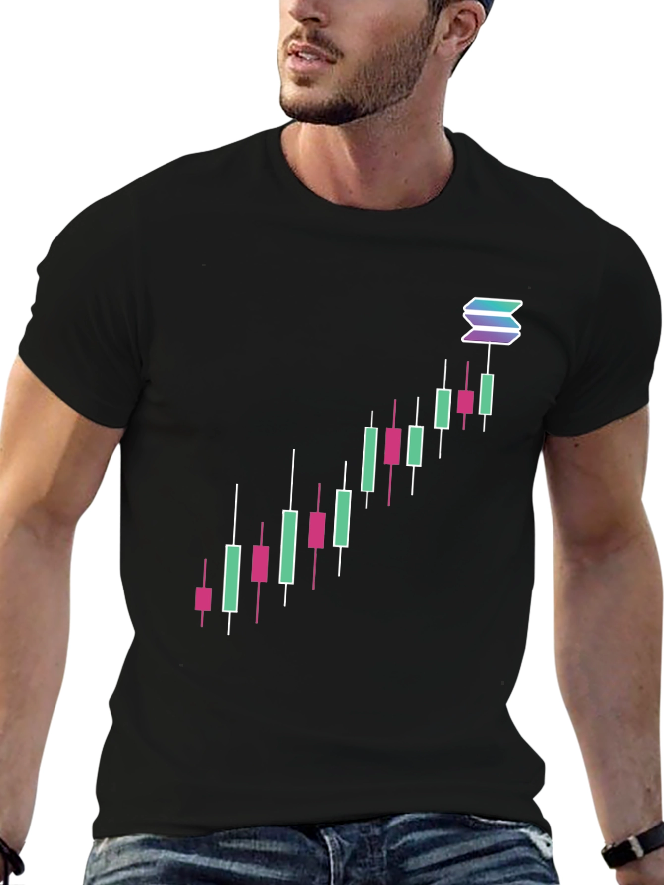 Solana Crypto Chart Black T-Shirt