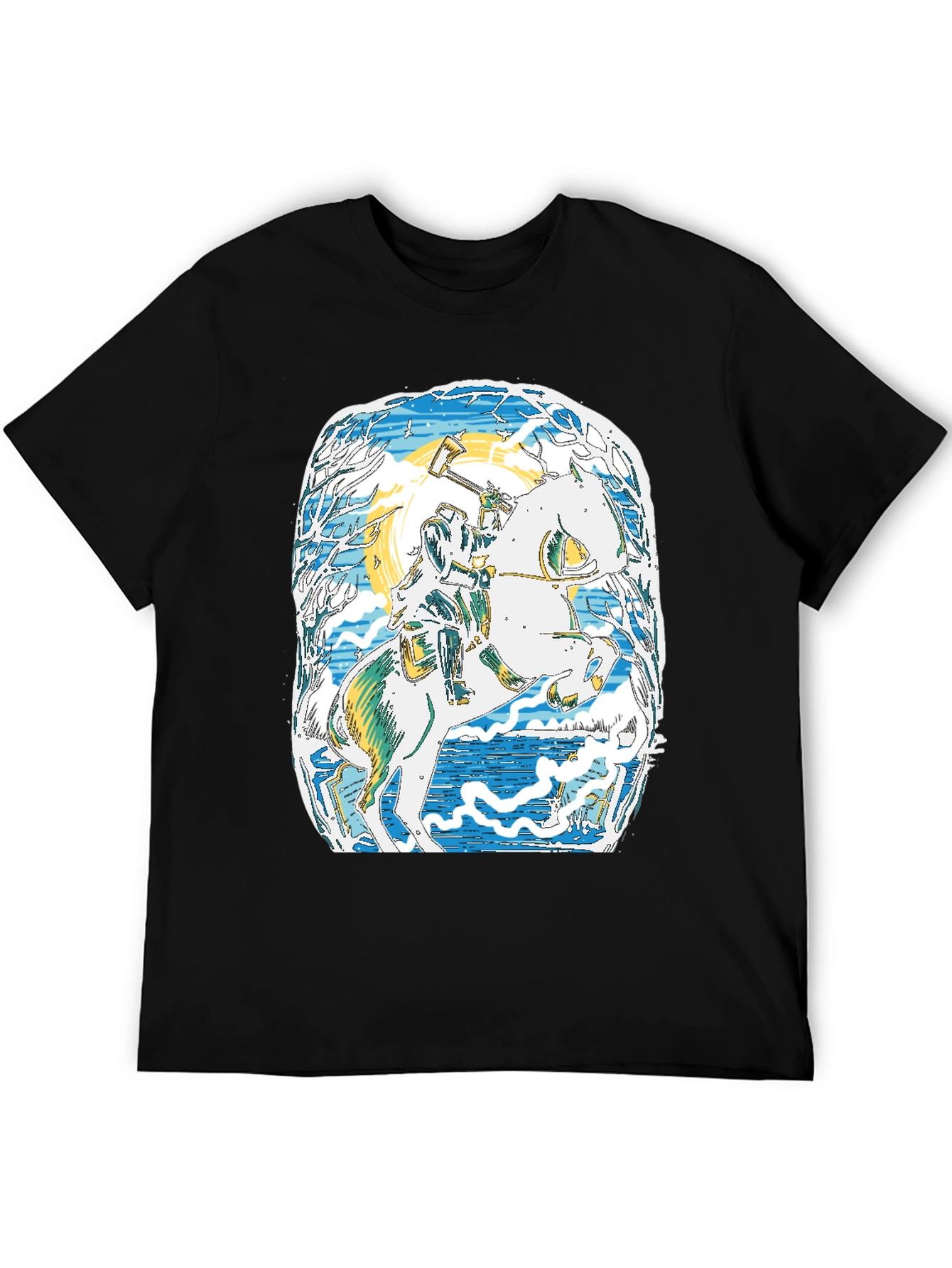 Viking Horseman Graphic Tee - Premium Black T-Shirt