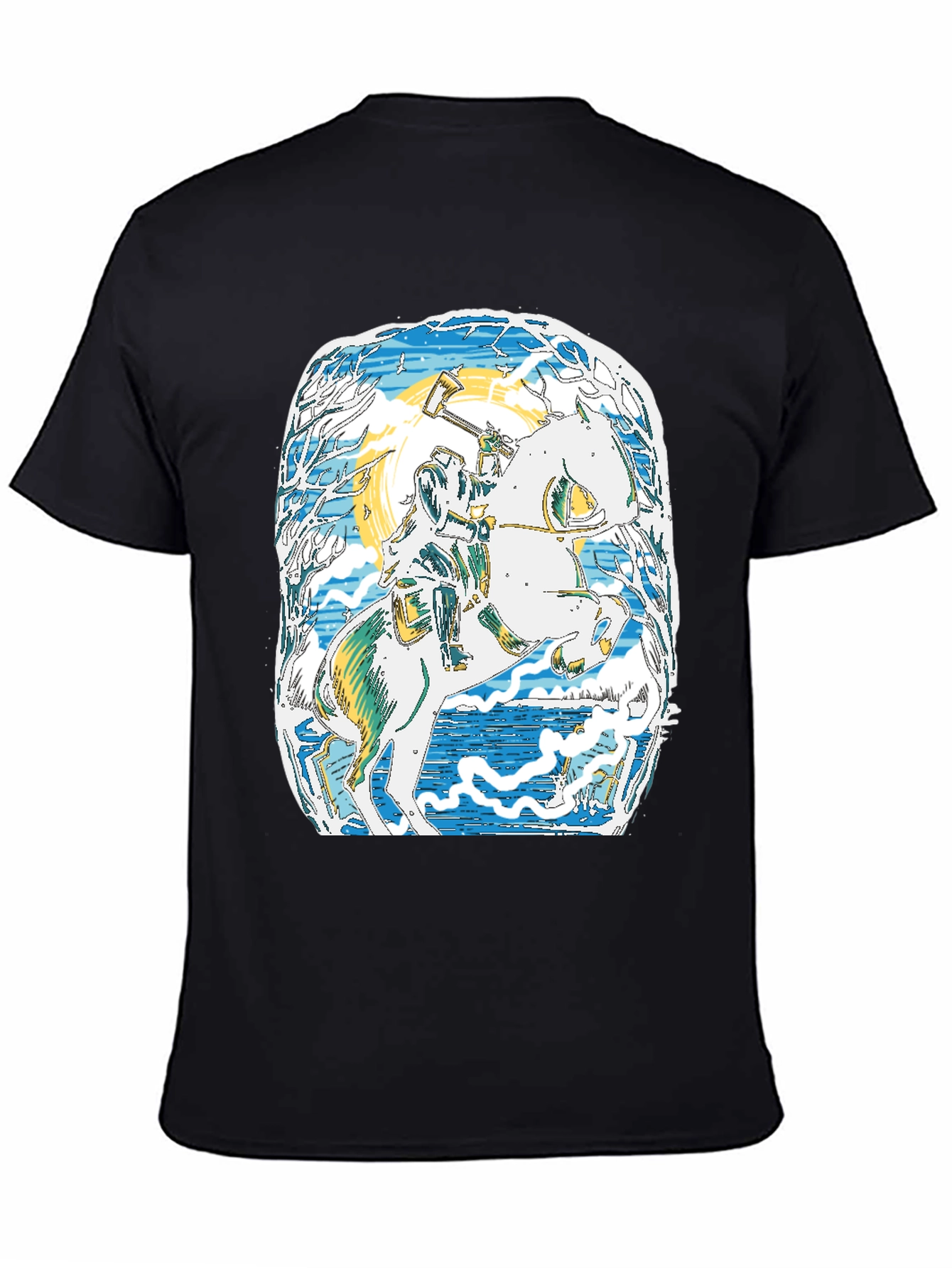 Viking Horseman Graphic Tee - Premium Black T-Shirt