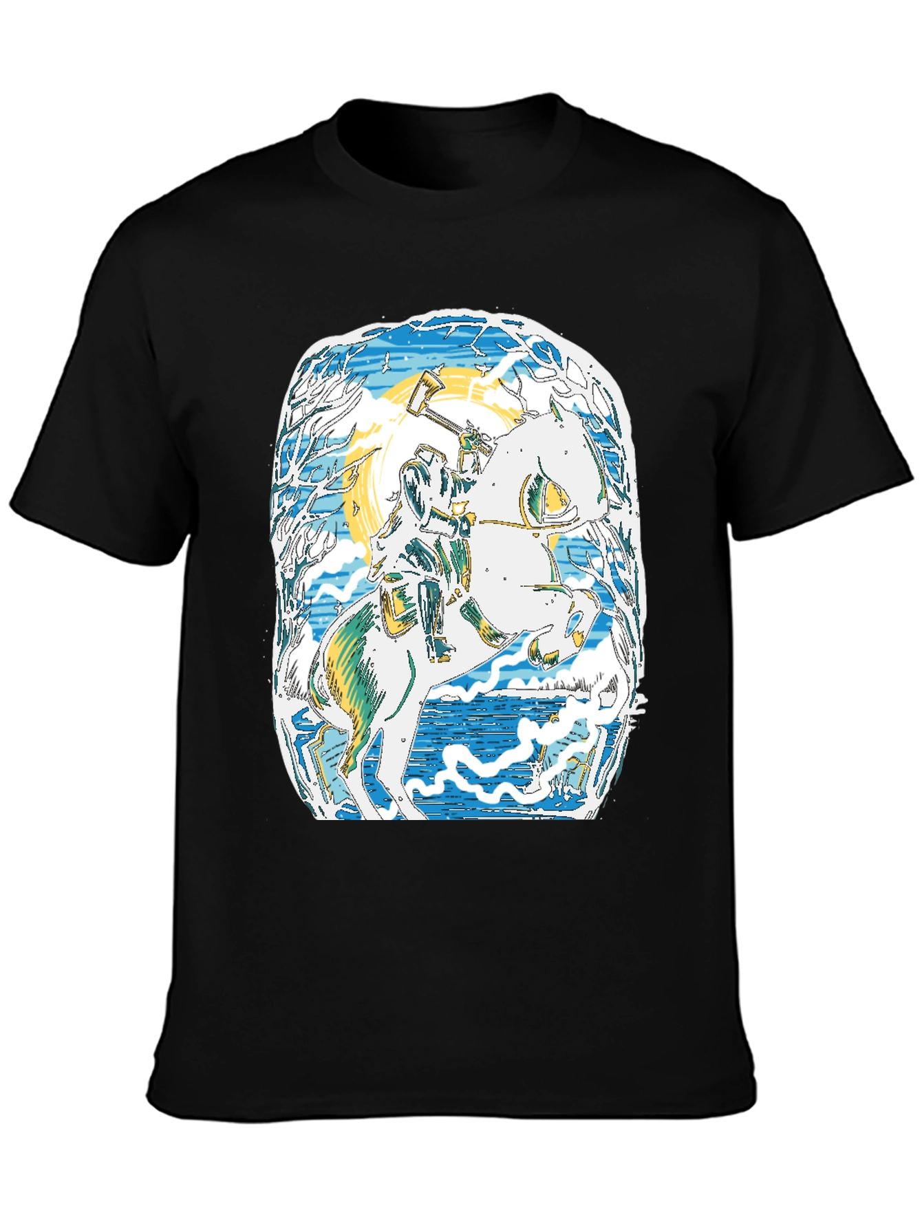Viking Horseman Graphic Tee - Premium Black T-Shirt