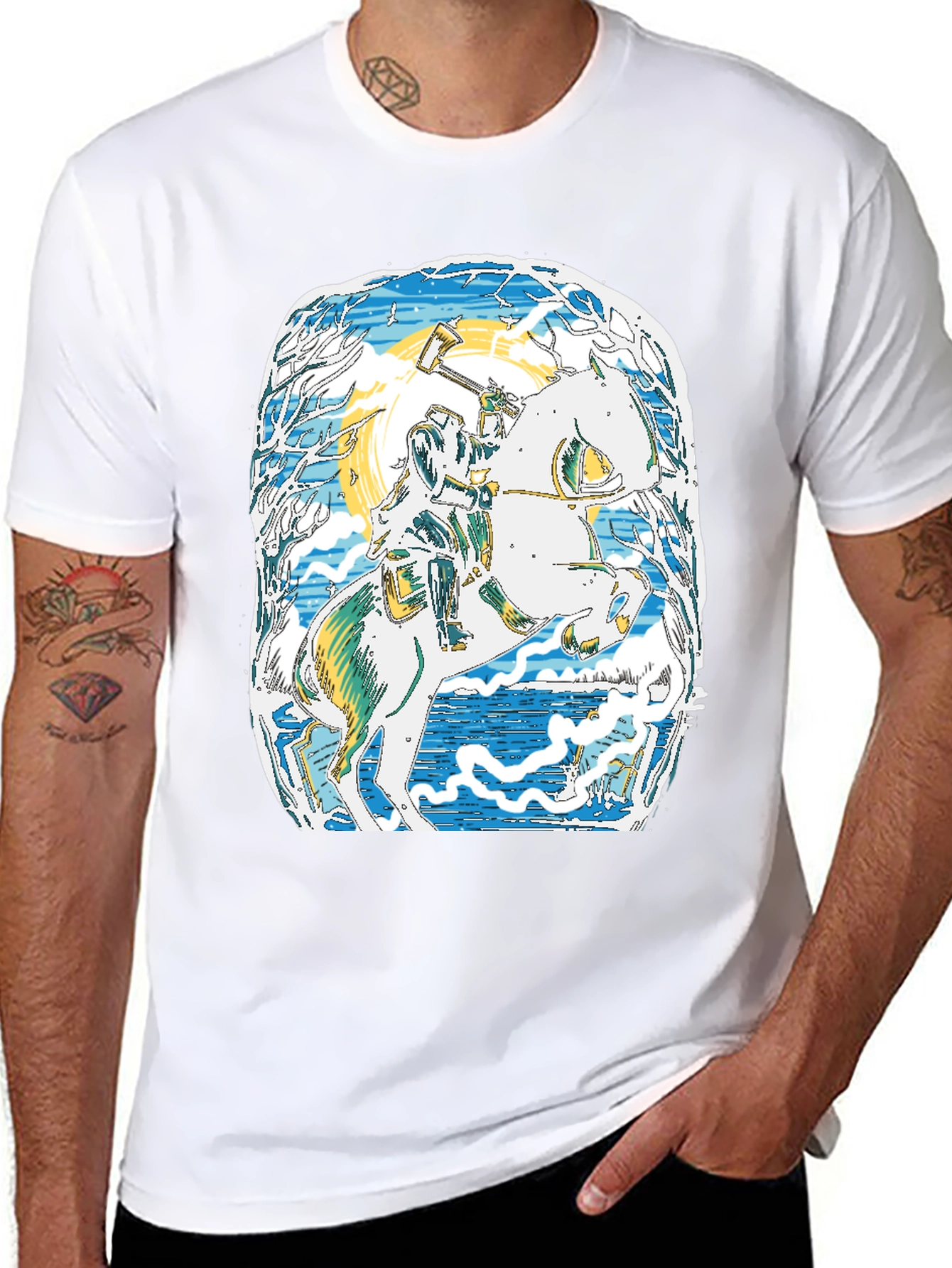Viking Horseman Graphic Tee - Premium Black T-Shirt