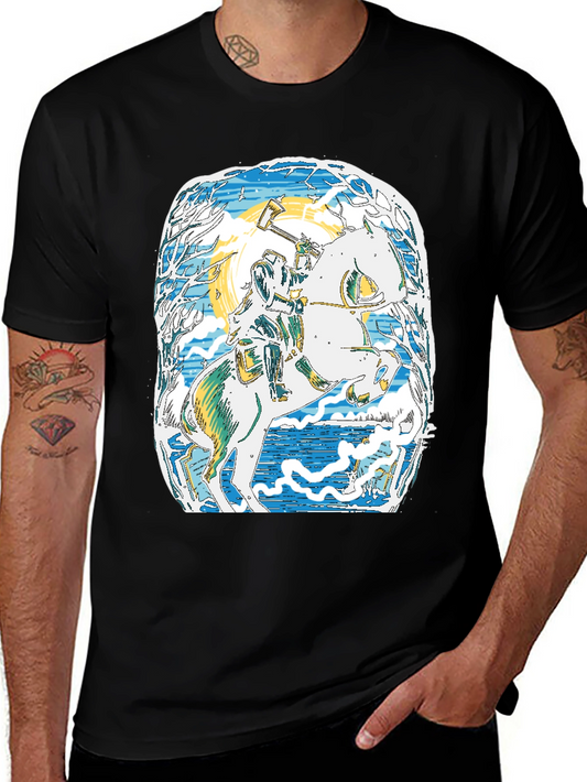 Viking Horseman Graphic Tee - Premium Black T-Shirt