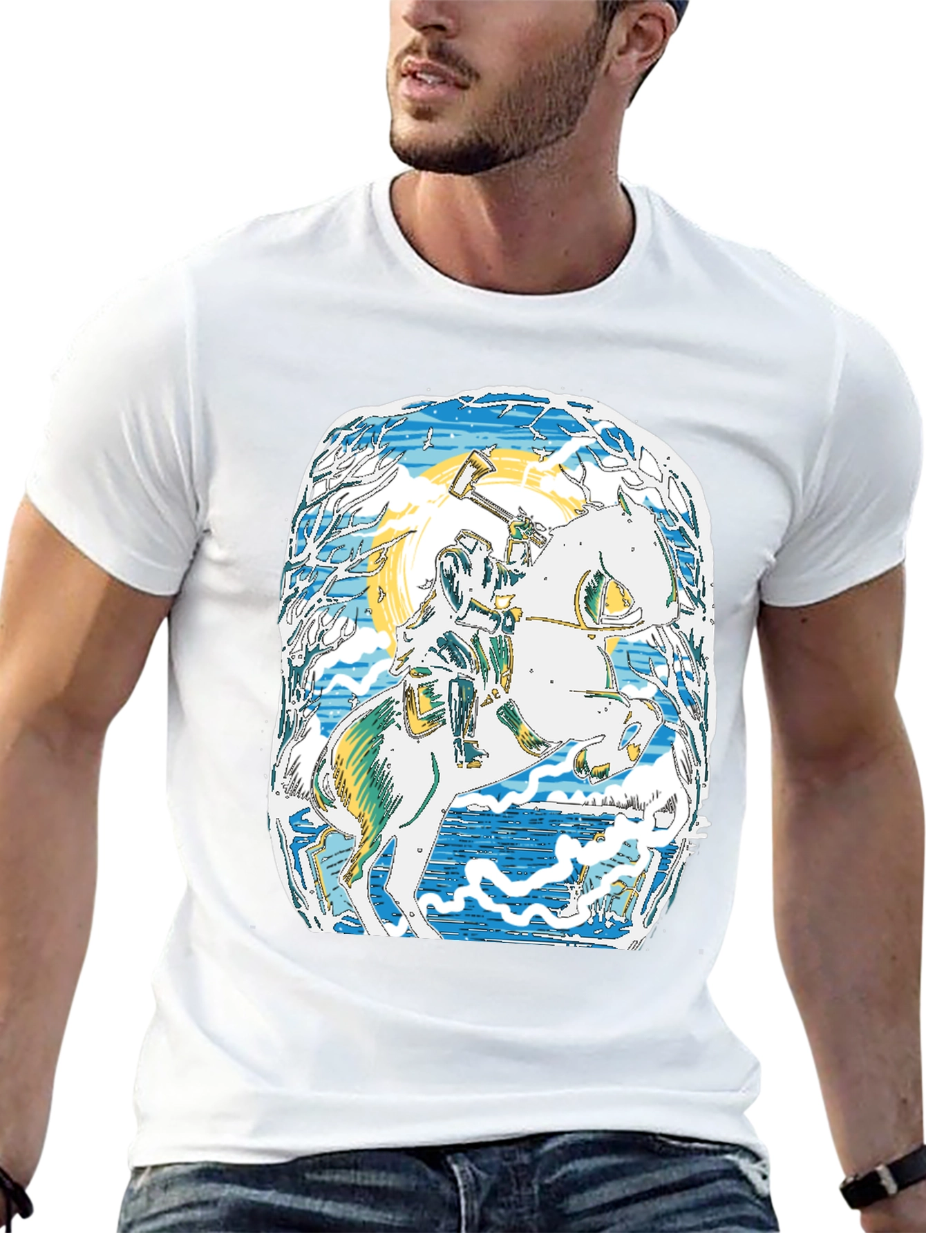 Viking Horseman Graphic Tee - Premium Black T-Shirt