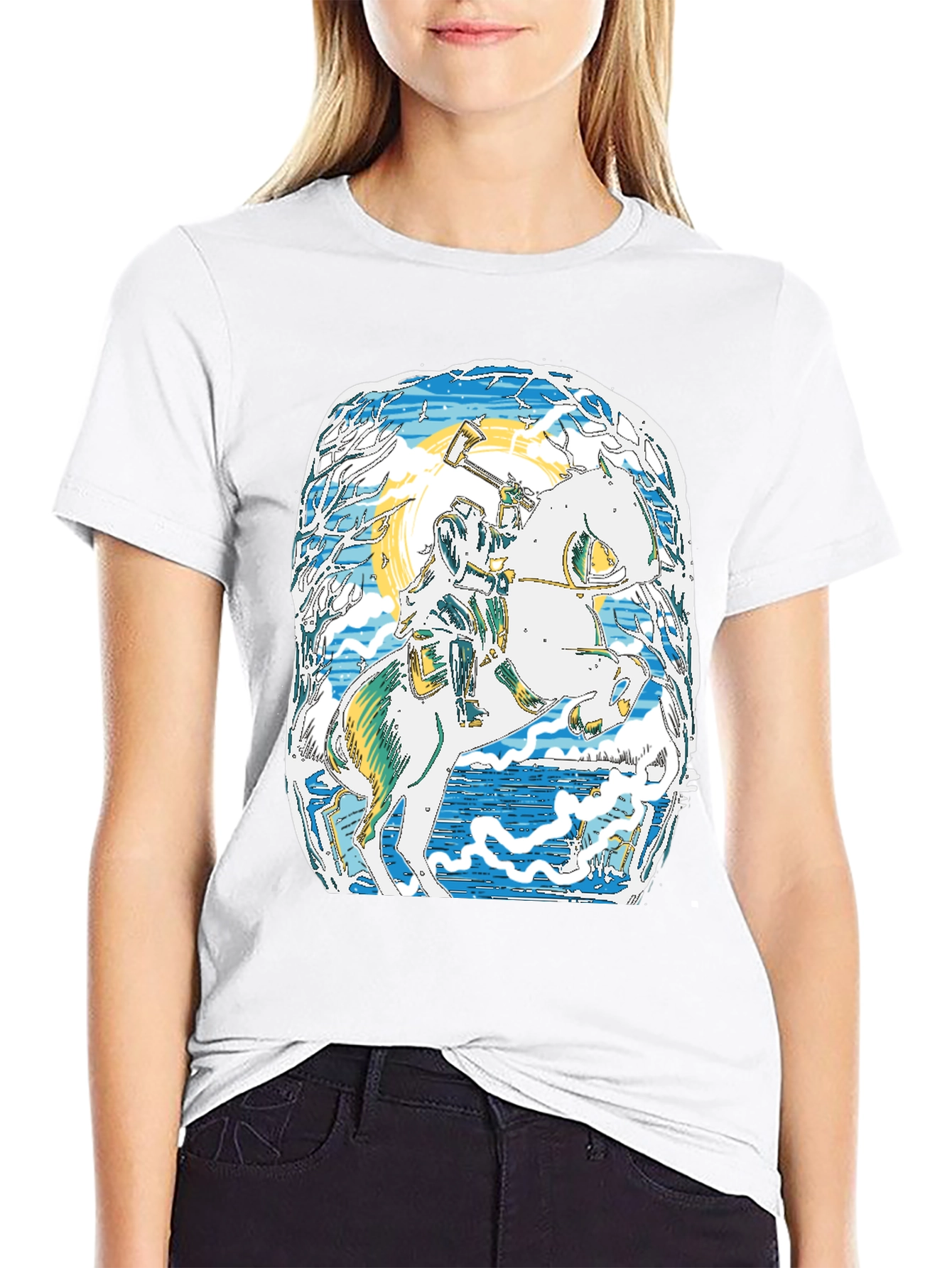 Viking Horseman Graphic Tee - Premium Black T-Shirt