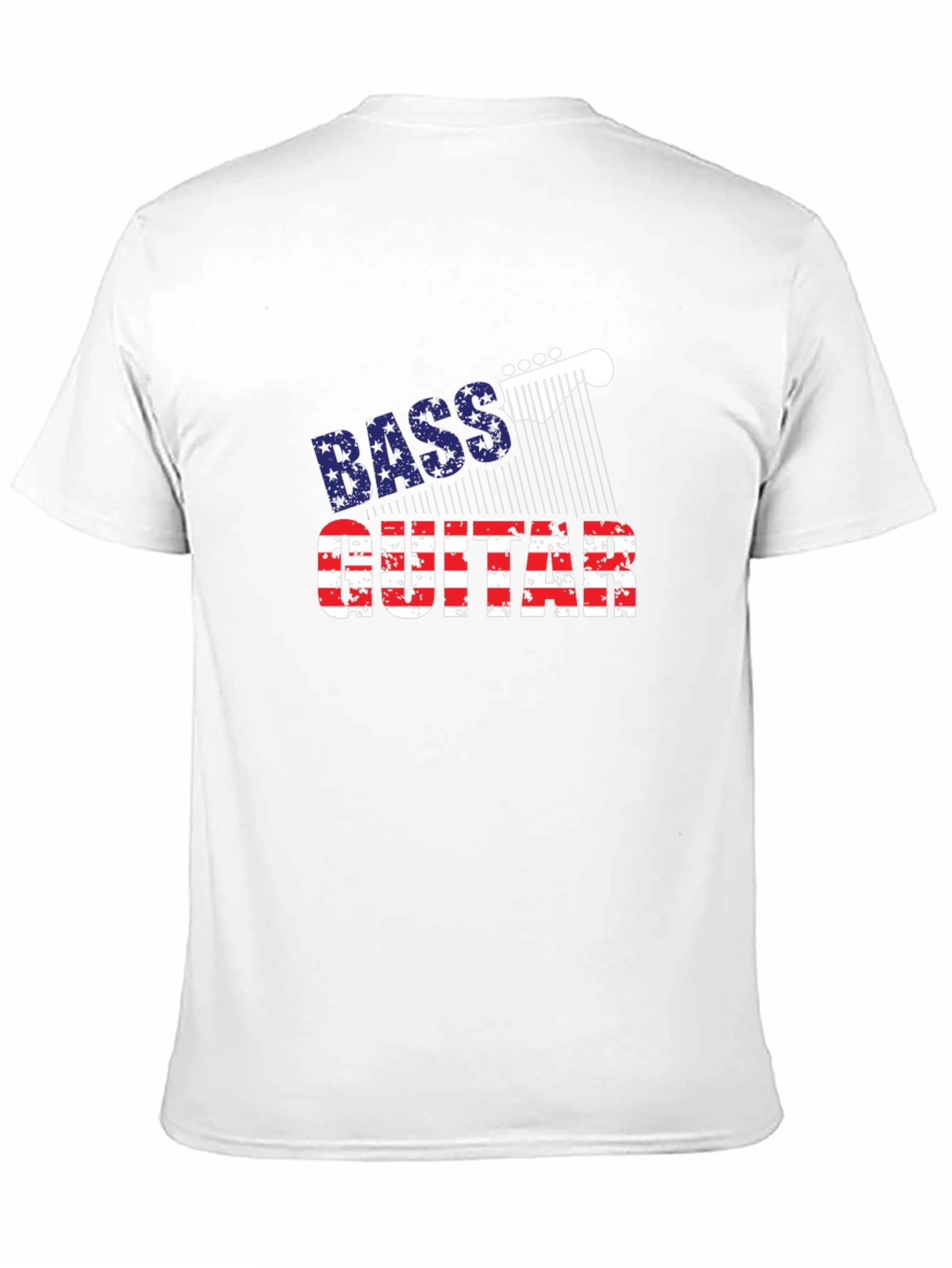 Bass Guitar American Flag Mens Black T-Shirt