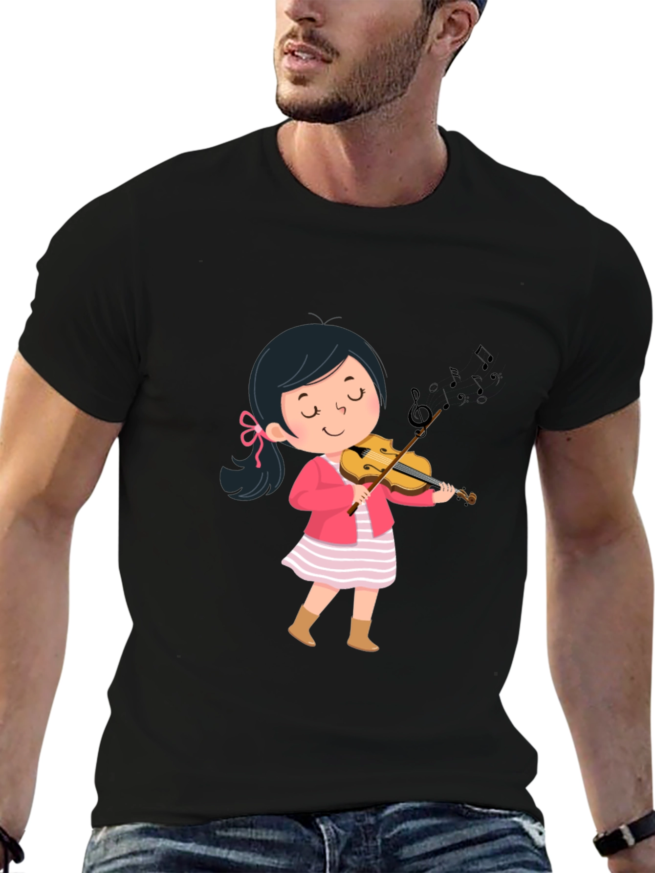 Girl Playing Violin Graphic Tee - Unisex