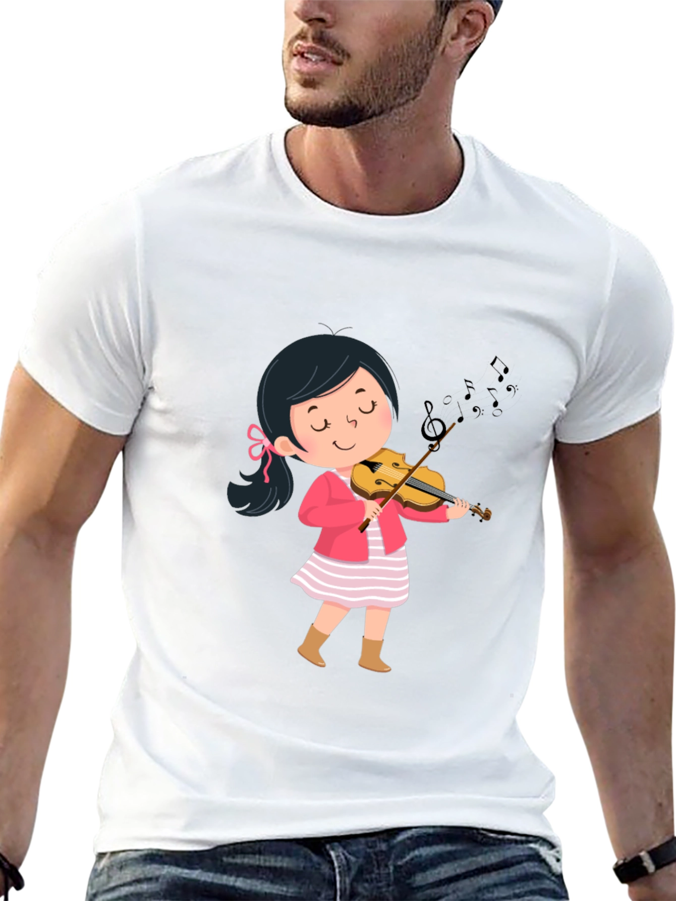 Girl Playing Violin Graphic Tee - Unisex