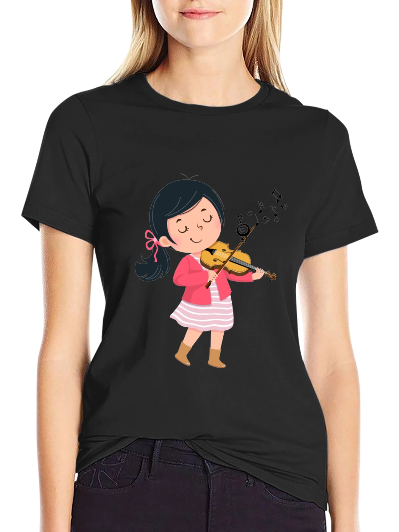 Girl Playing Violin Graphic Tee - Unisex