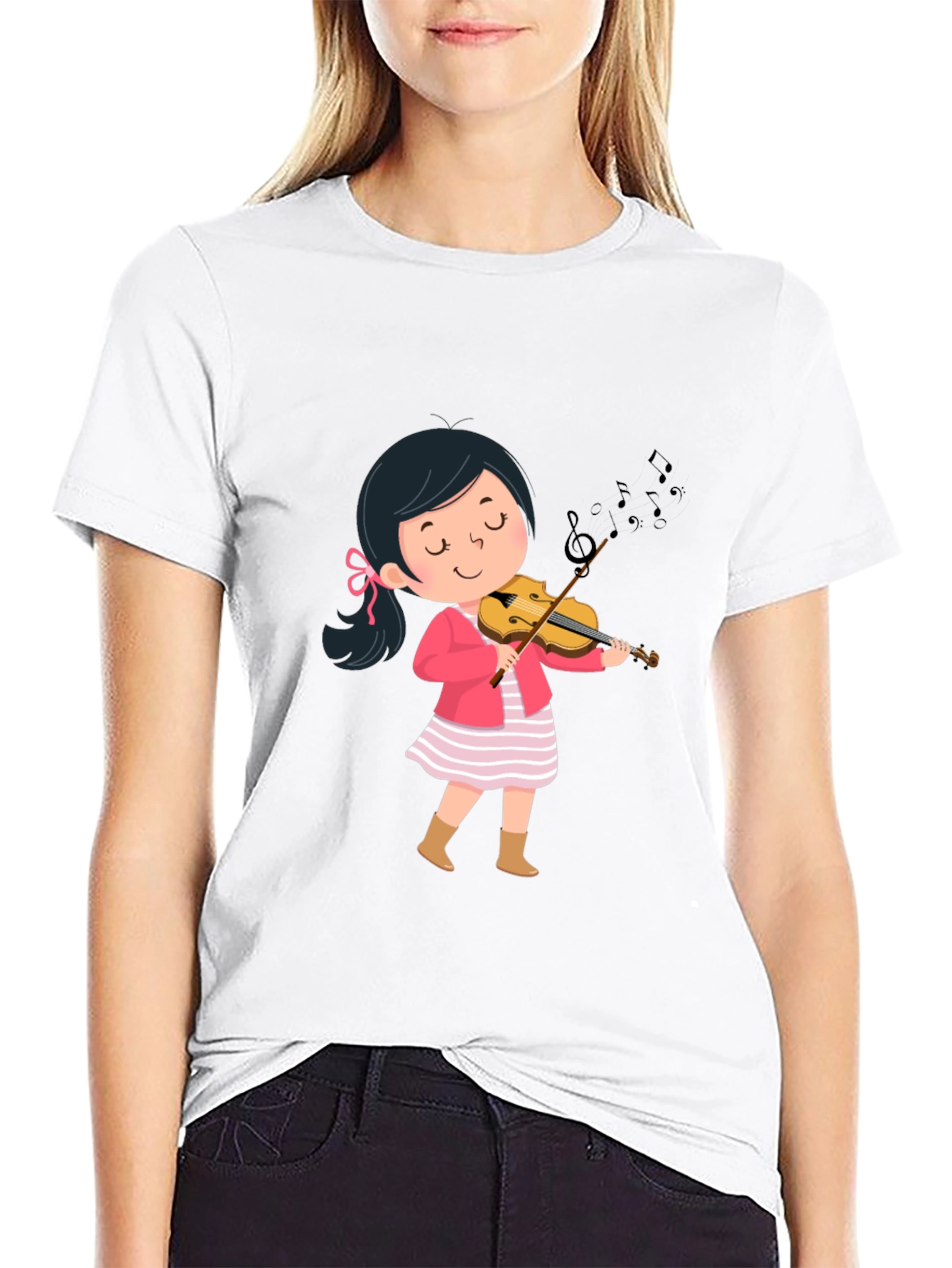 Girl Playing Violin Graphic Tee - Unisex
