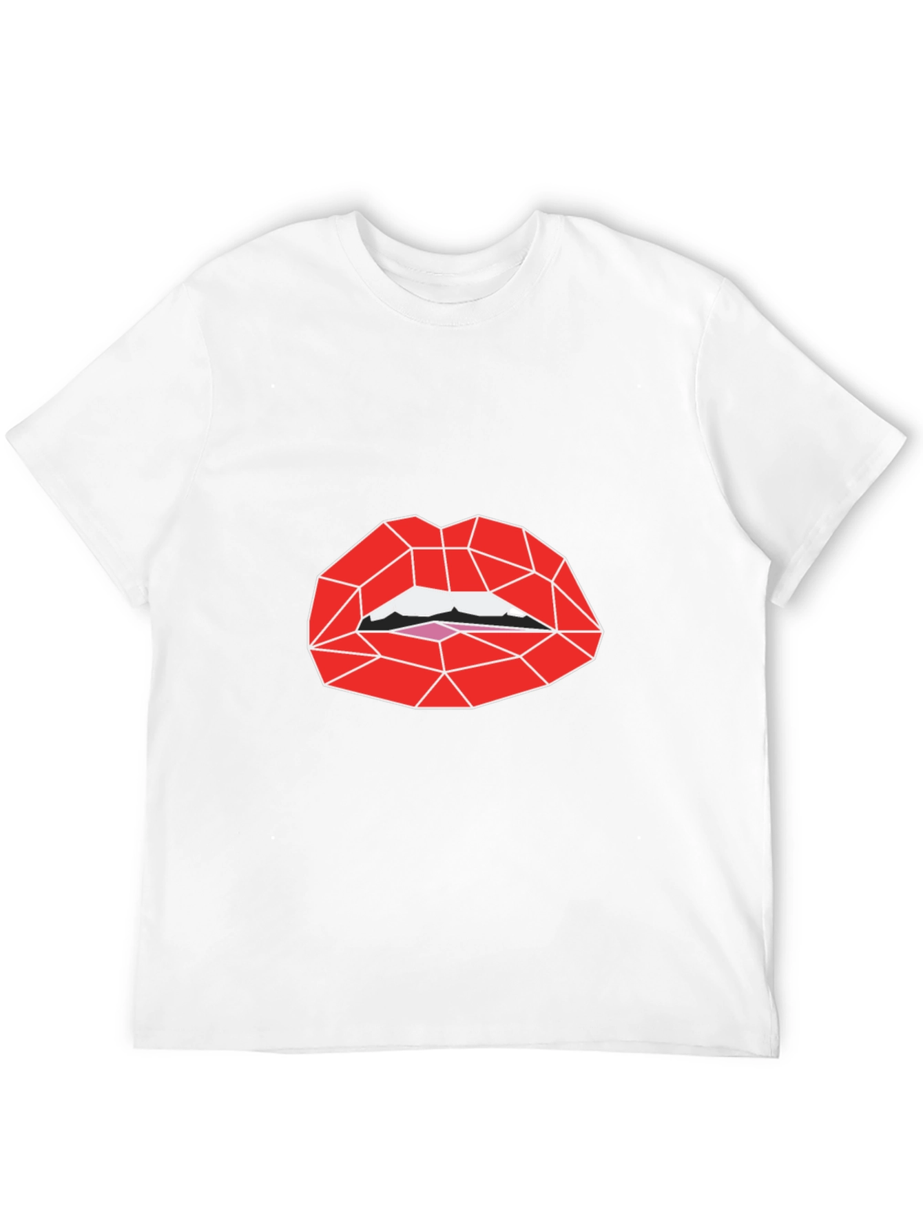 Geometric Lips Graphic Tee - Black