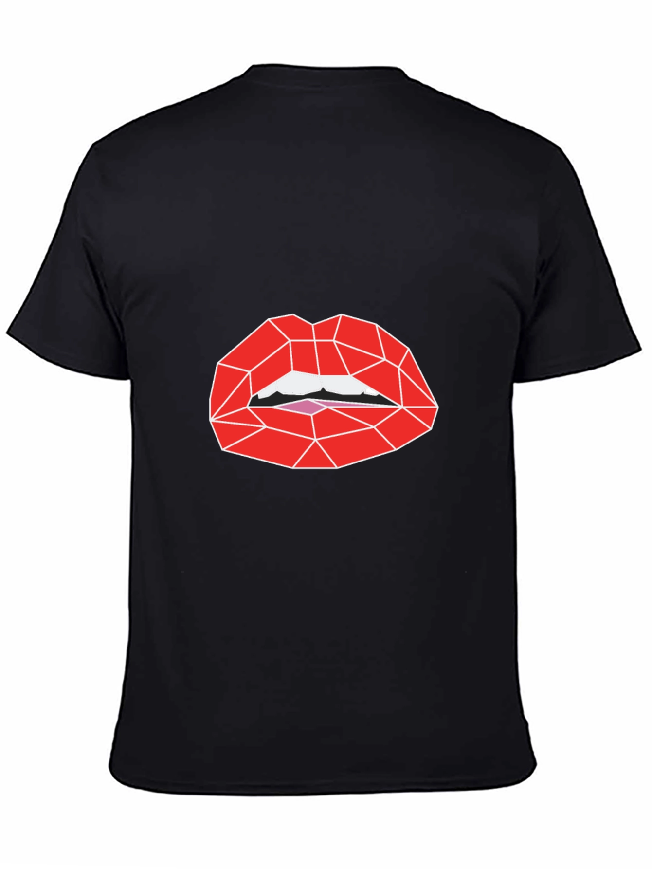 Geometric Lips Graphic Tee - Black