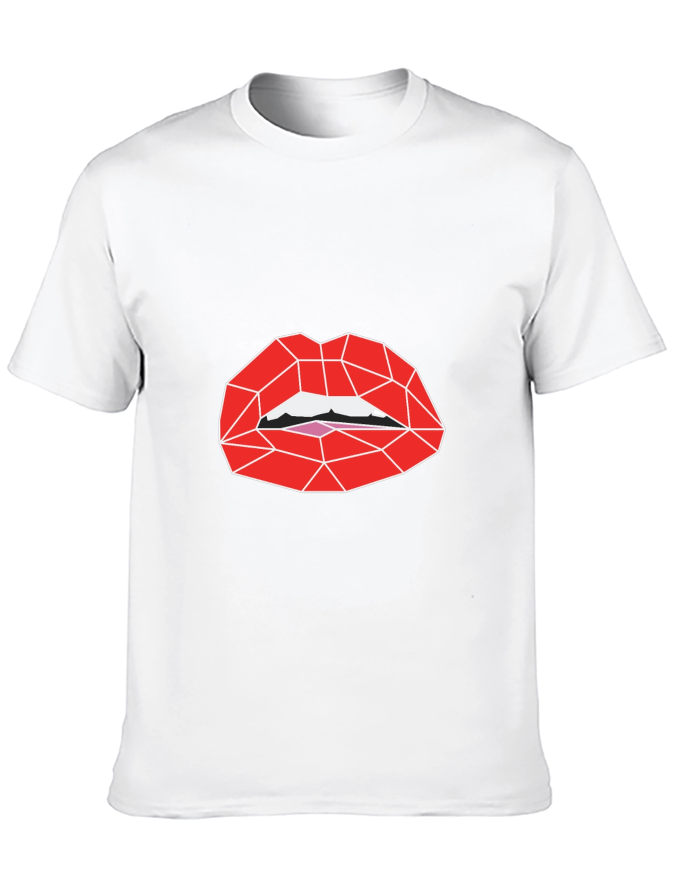 Geometric Lips Graphic Tee - Black