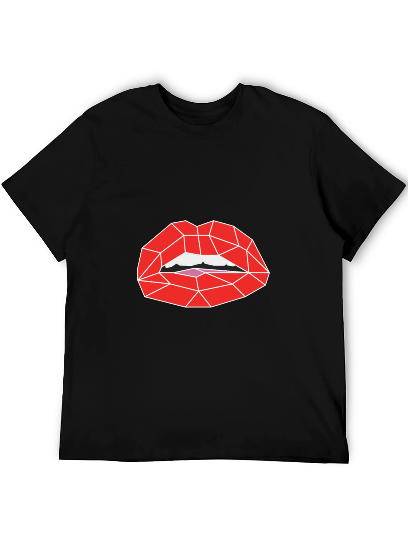 Geometric Lips Graphic Tee - Black