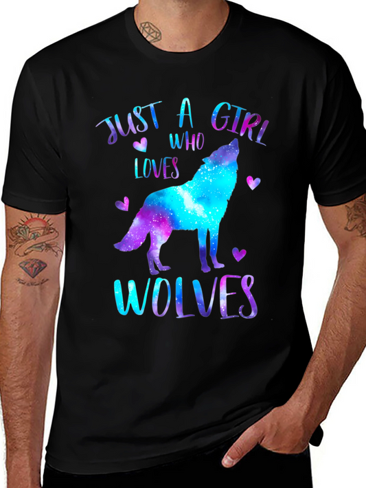 Wolf Lover Galaxy Print T-Shirt