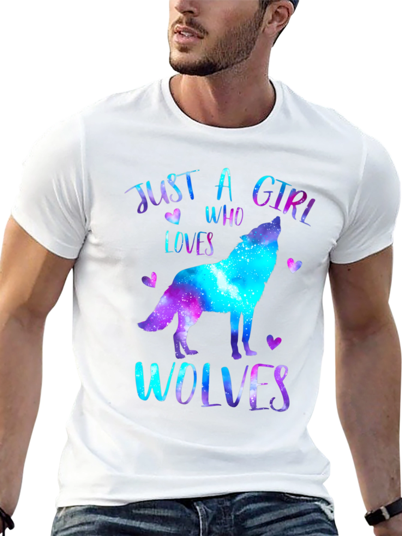 Wolf Lover Galaxy Print T-Shirt