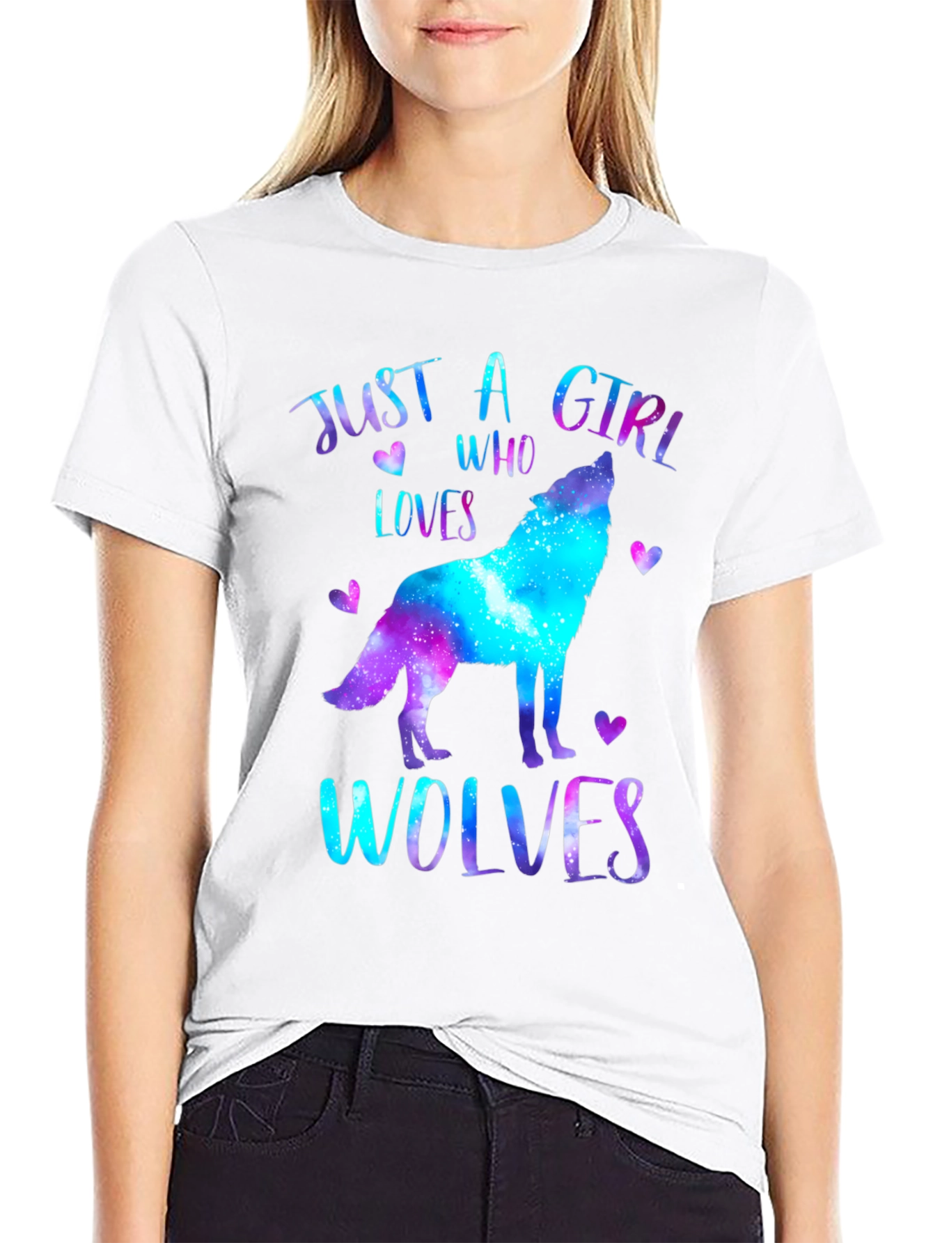 Wolf Lover Galaxy Print T-Shirt
