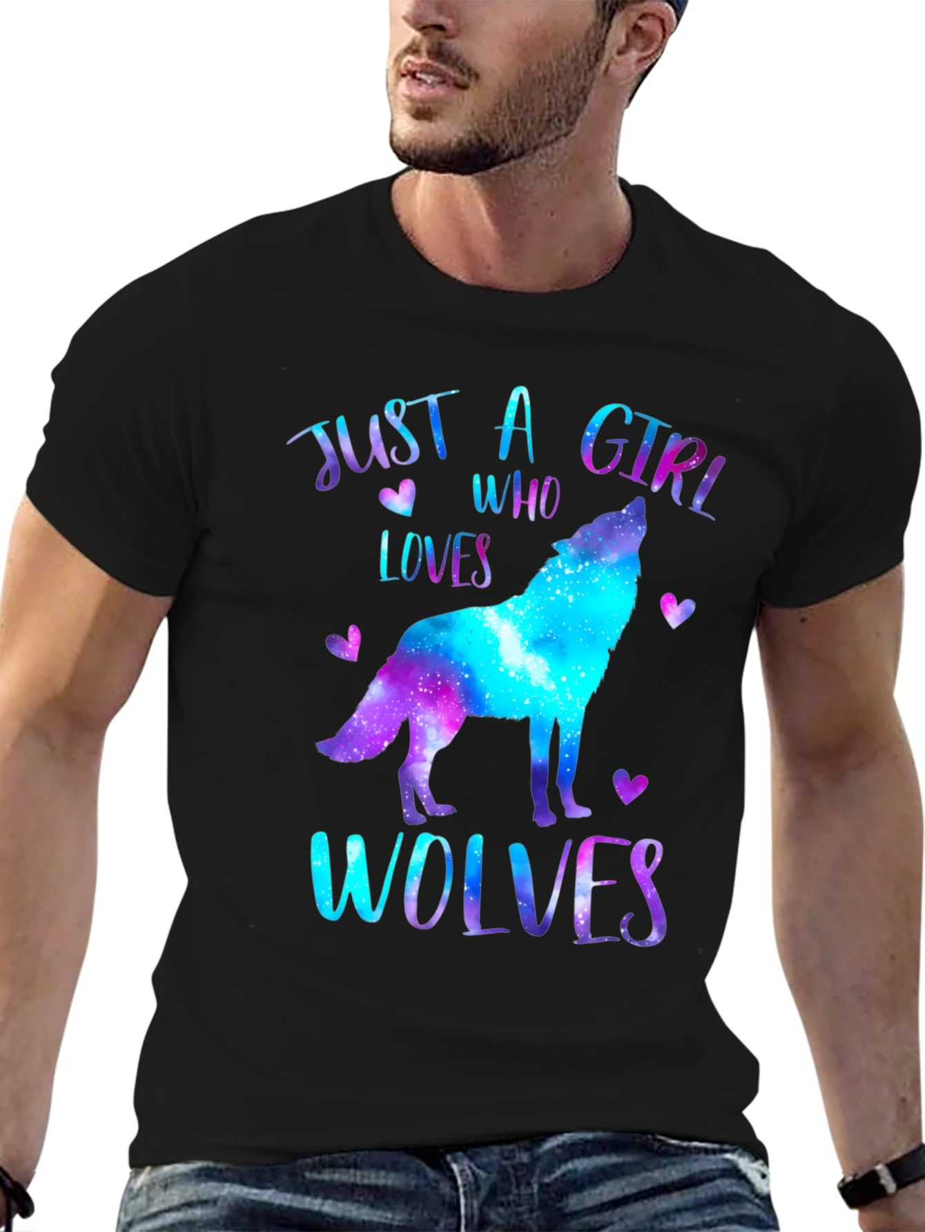 Wolf Lover Galaxy Print T-Shirt