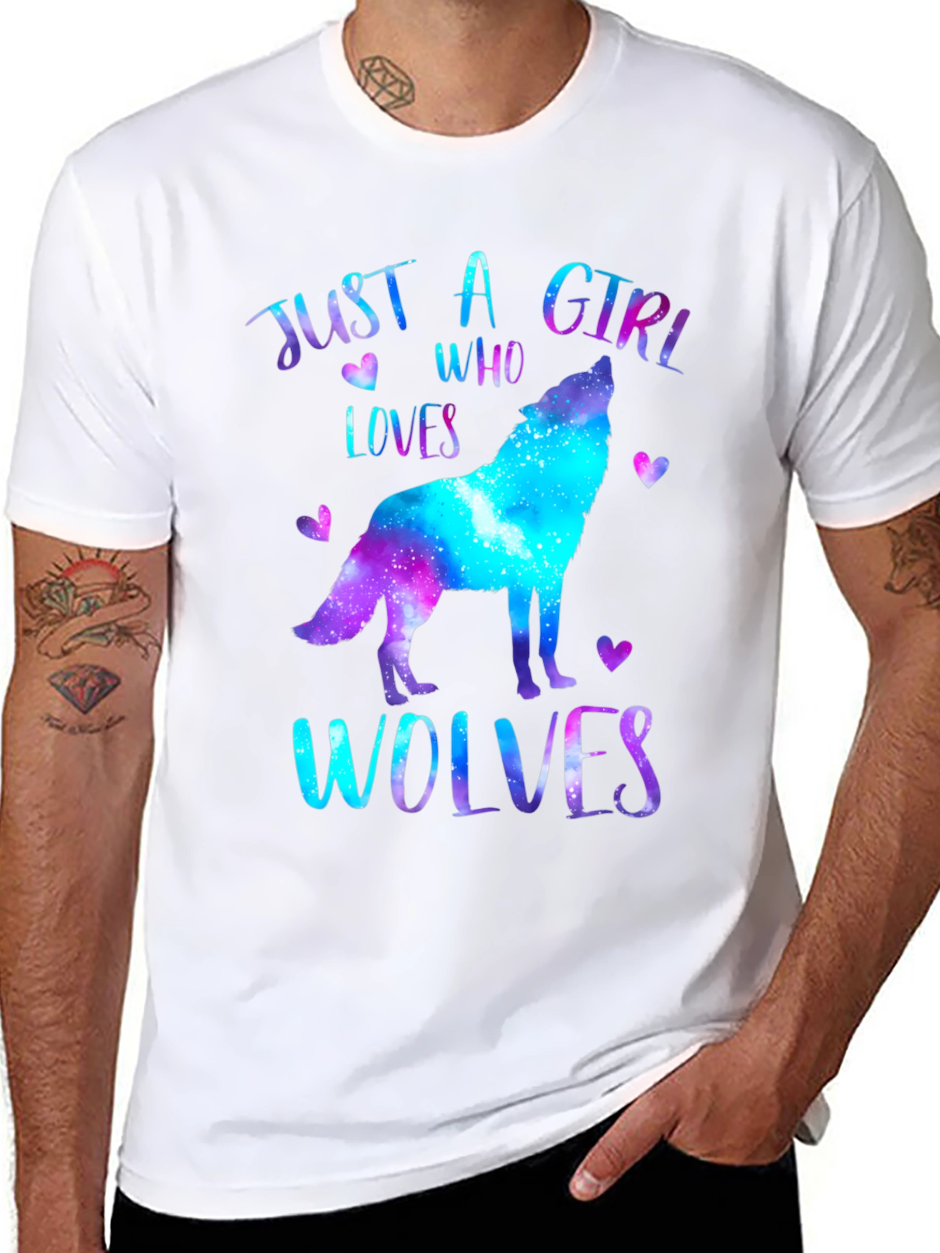 Wolf Lover Galaxy Print T-Shirt