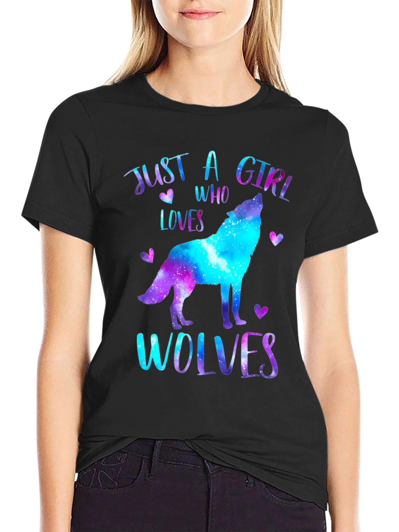 Wolf Lover Galaxy Print T-Shirt