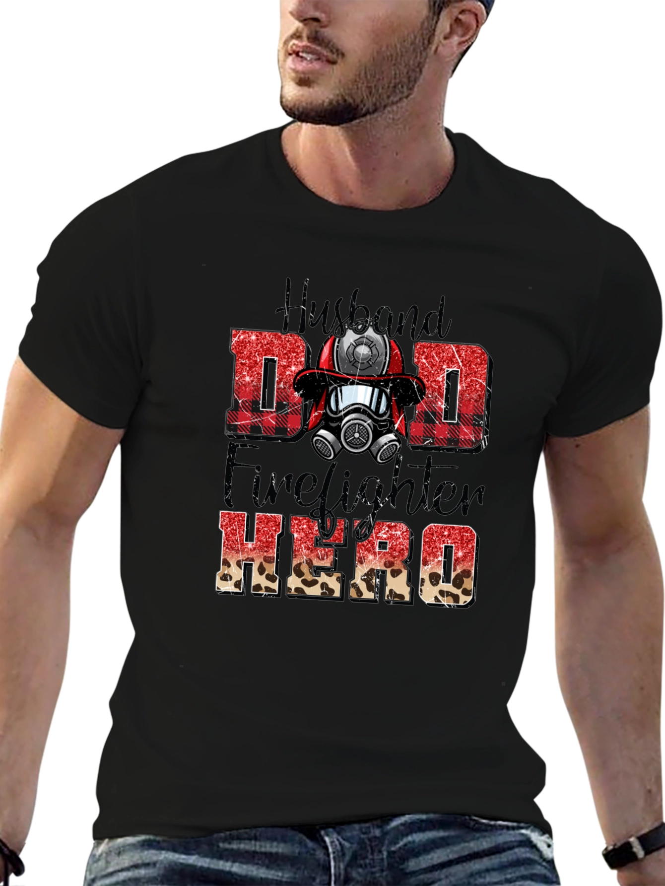 Husband Dad Firefighter Hero Graphic Tee
