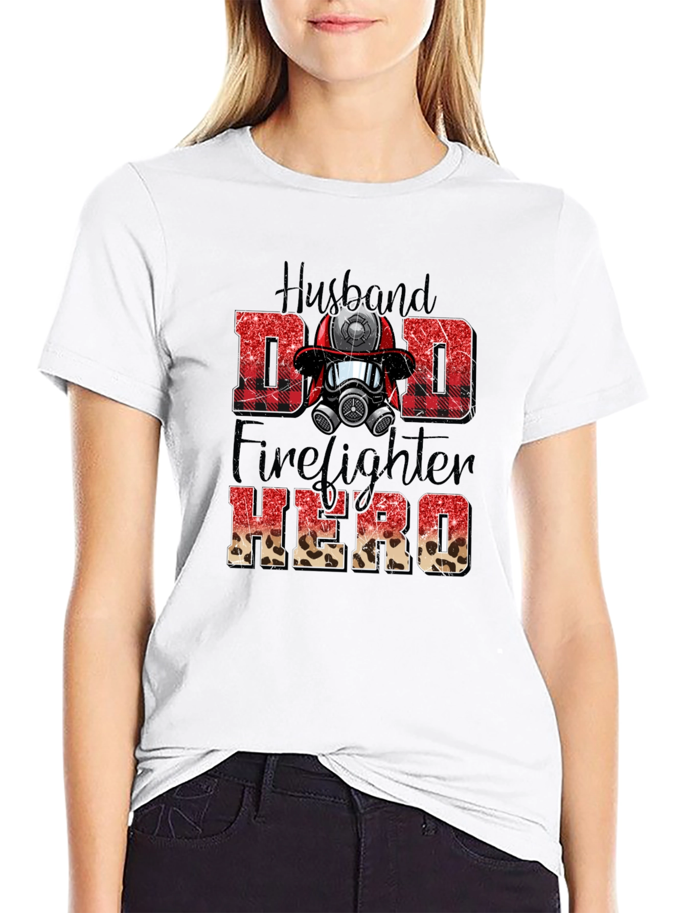 Husband Dad Firefighter Hero Graphic Tee