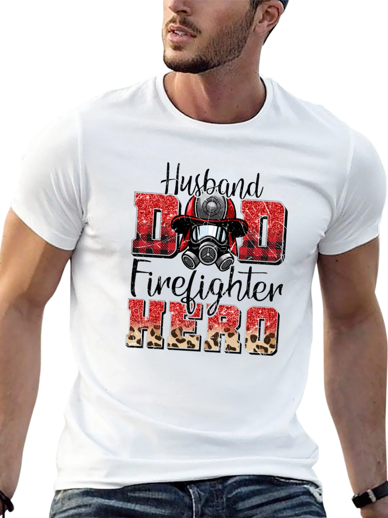 Husband Dad Firefighter Hero Graphic Tee