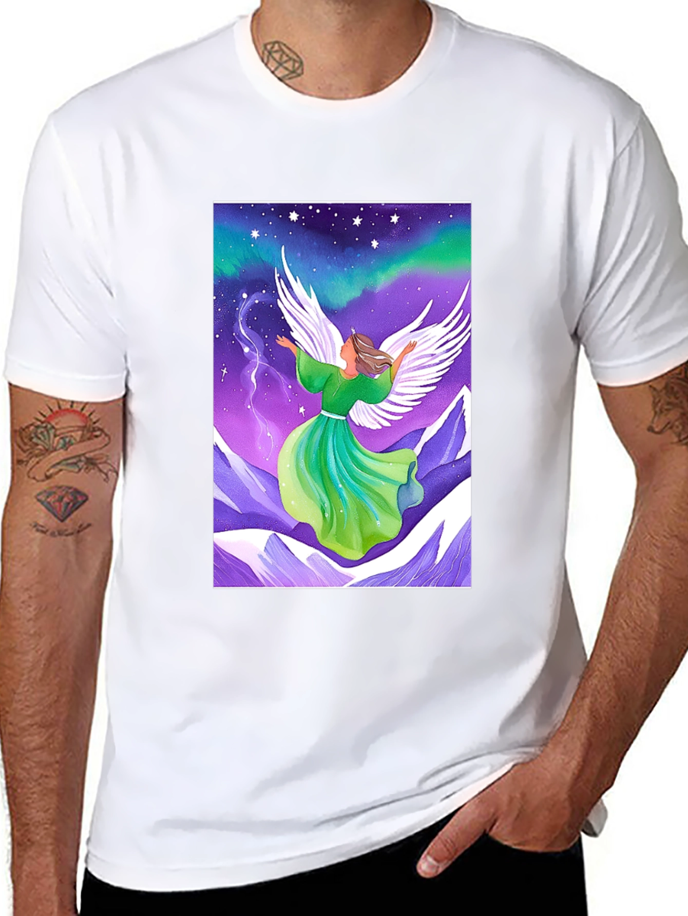 Angel Wings Graphic Tee - Celestial Design