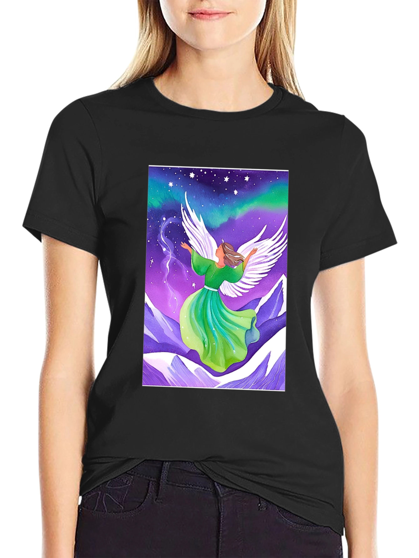 Angel Wings Graphic Tee - Celestial Design