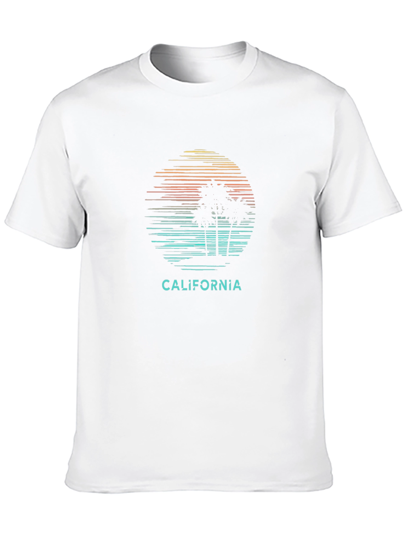 California Graphic Tee - Sunset Palm Tree Design