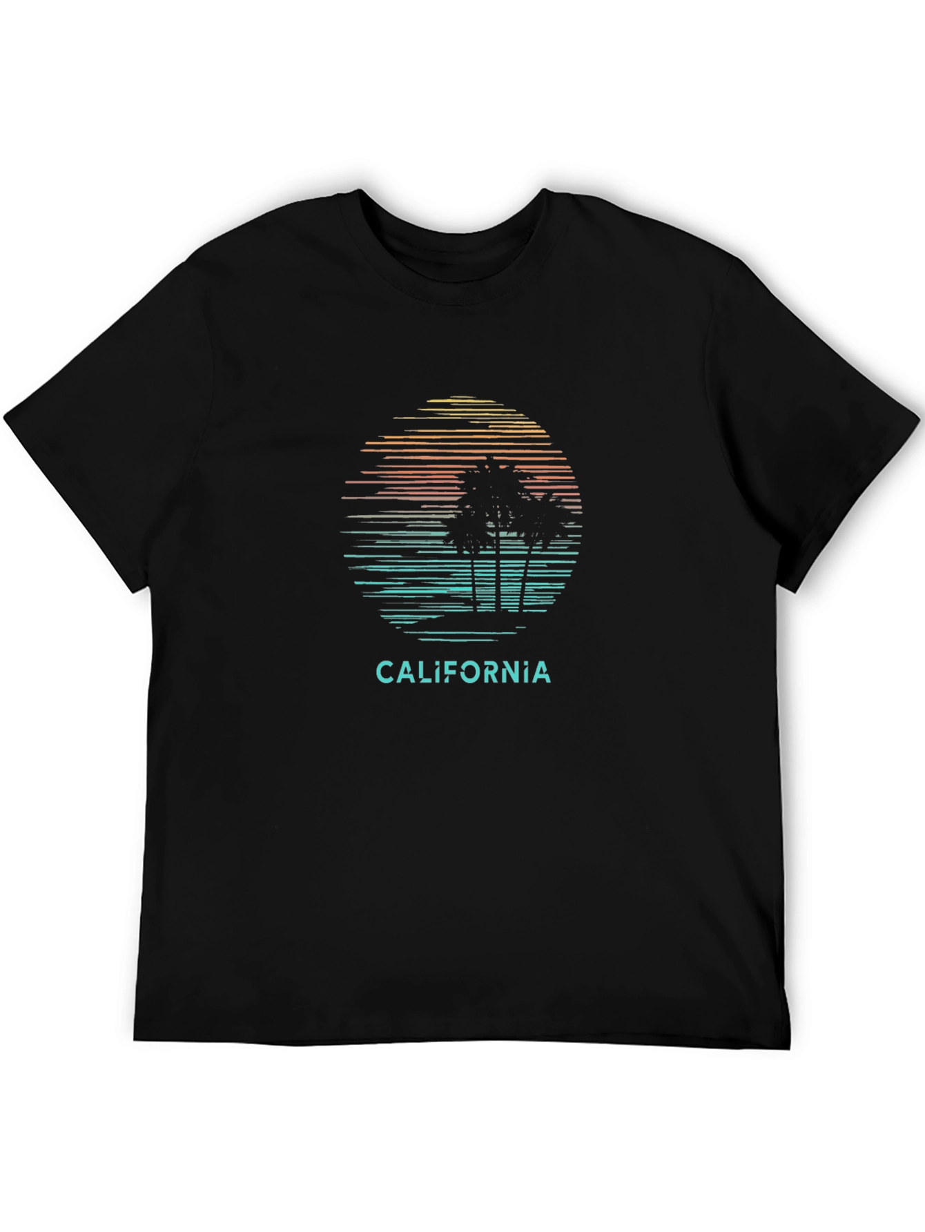 California Graphic Tee - Sunset Palm Tree Design