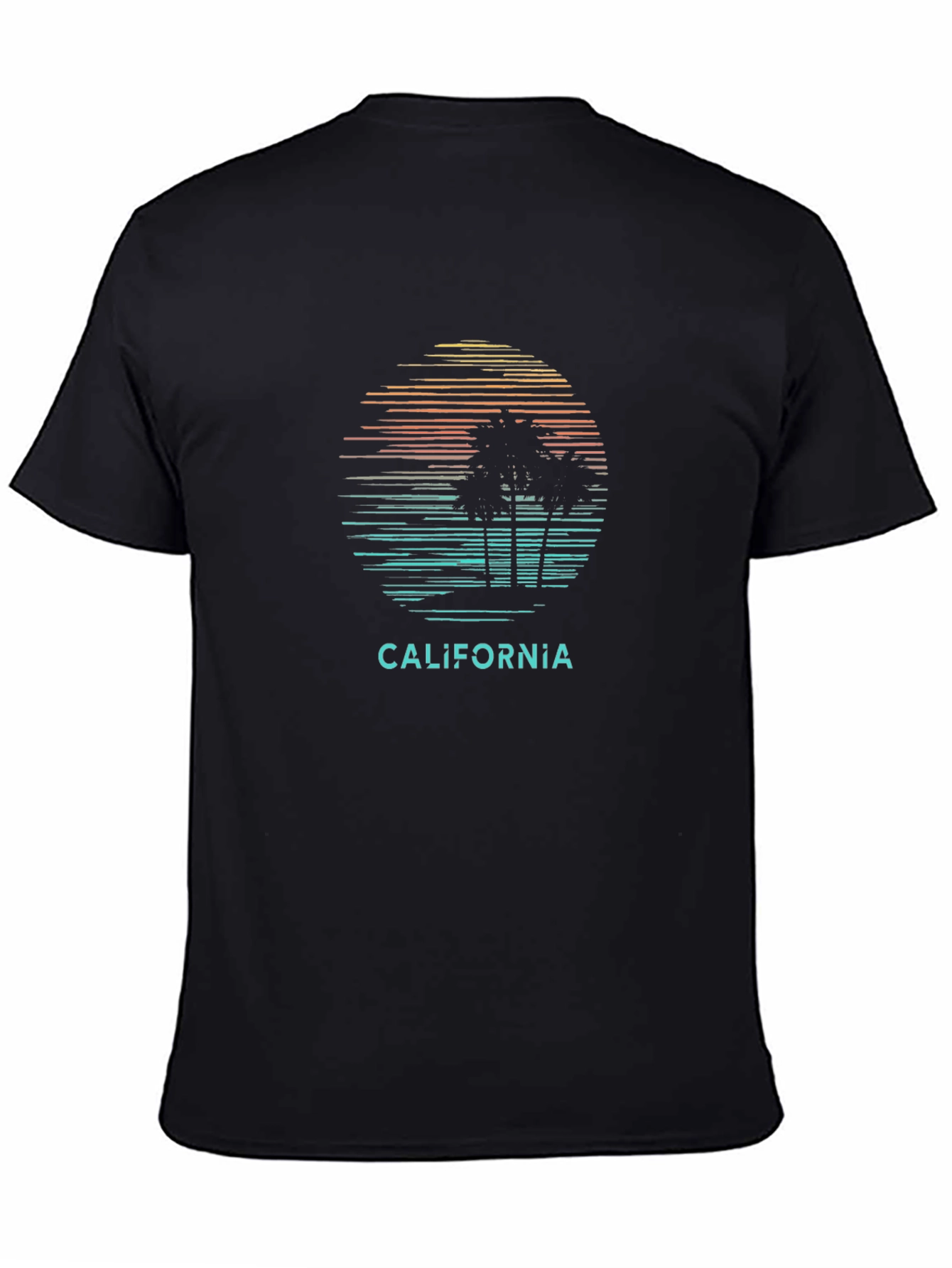 California Graphic Tee - Sunset Palm Tree Design