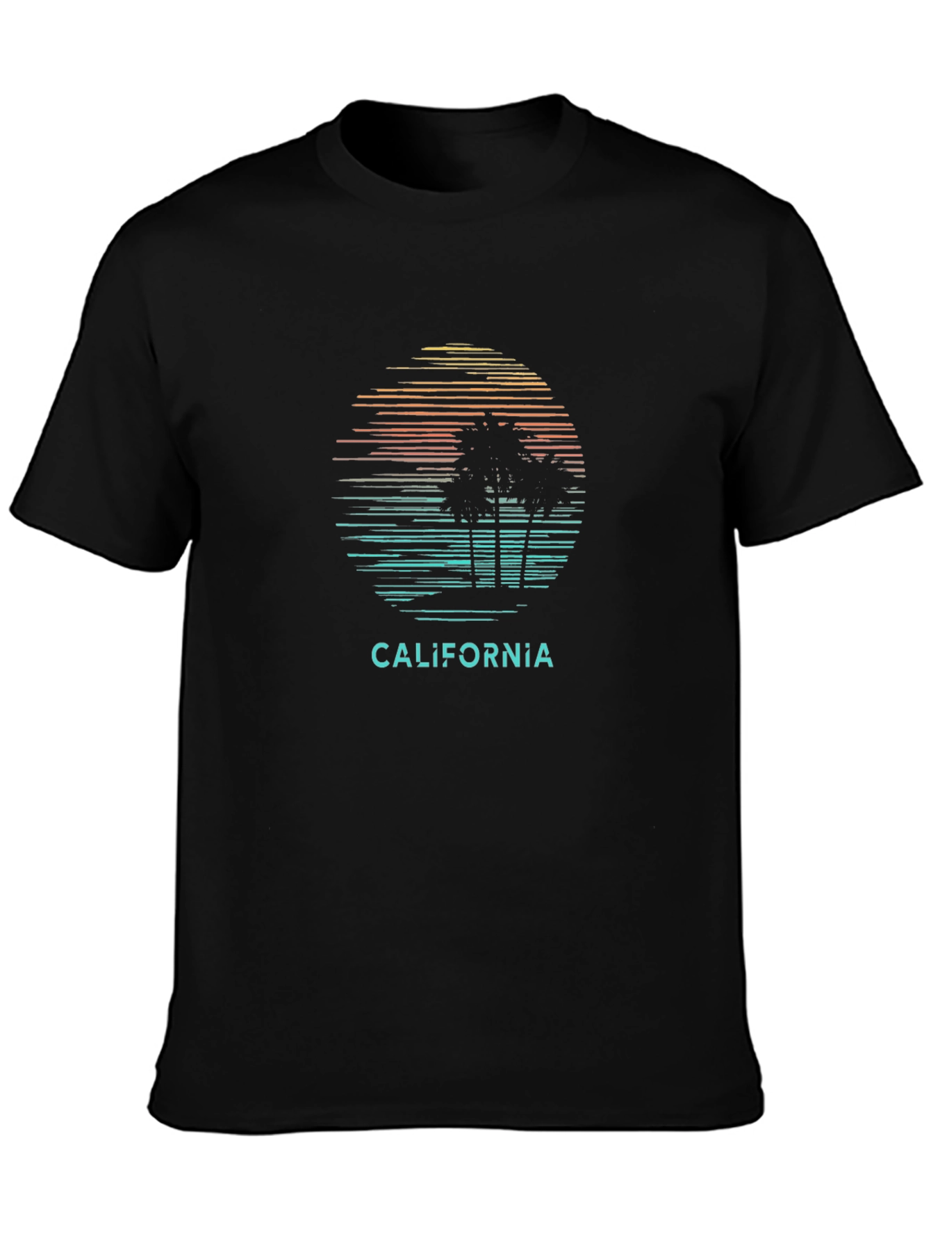 California Graphic Tee - Sunset Palm Tree Design