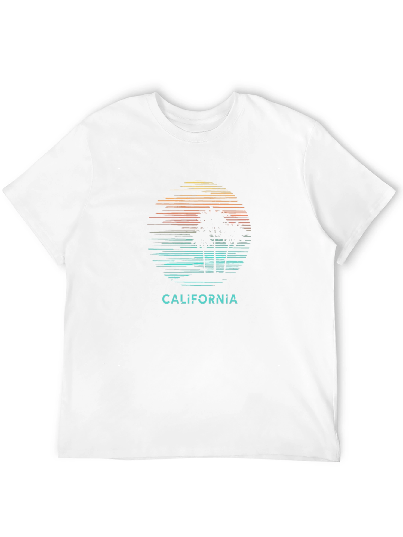 California Graphic Tee - Sunset Palm Tree Design