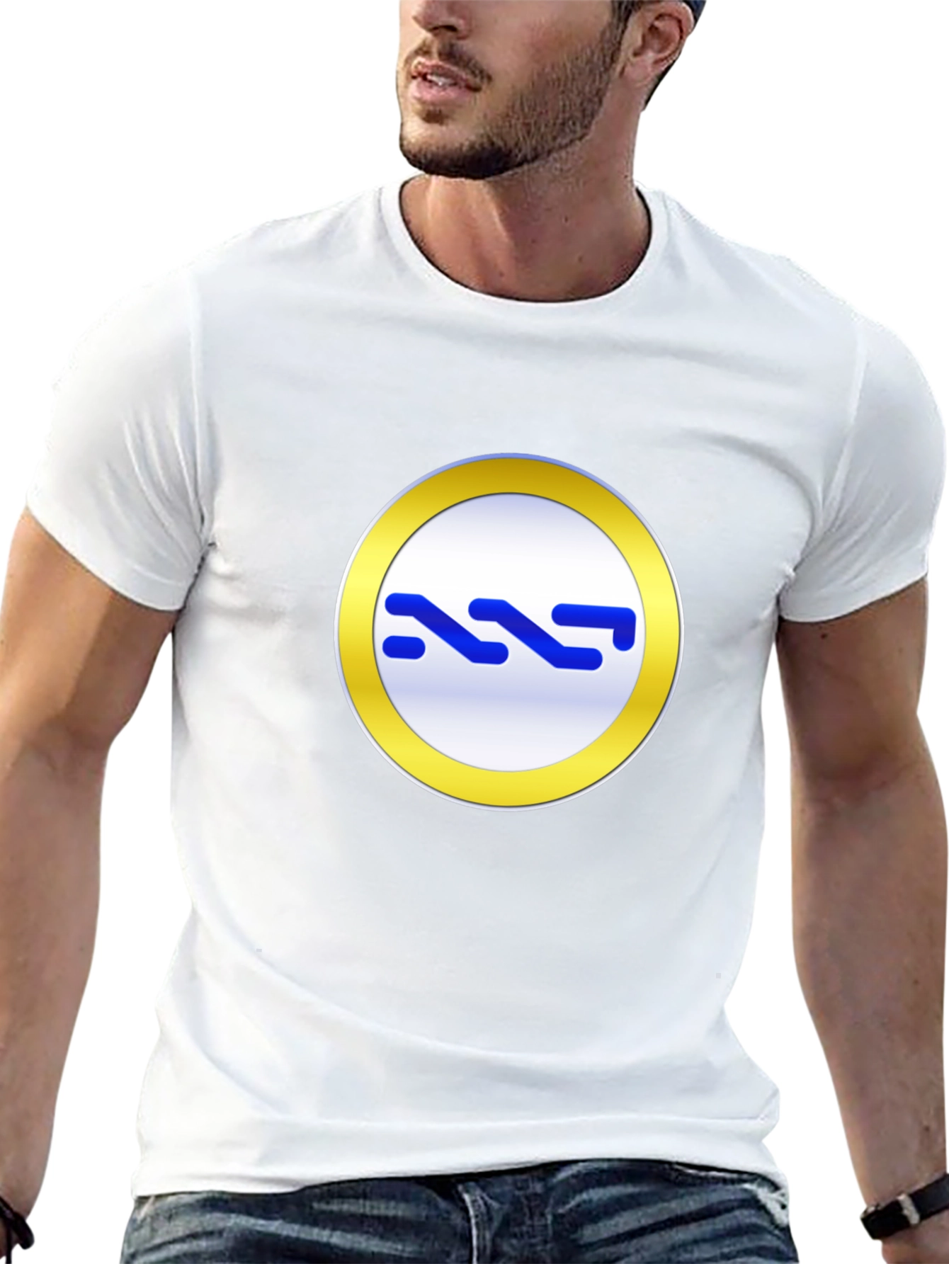Black T-Shirt with Gold Circle Logo