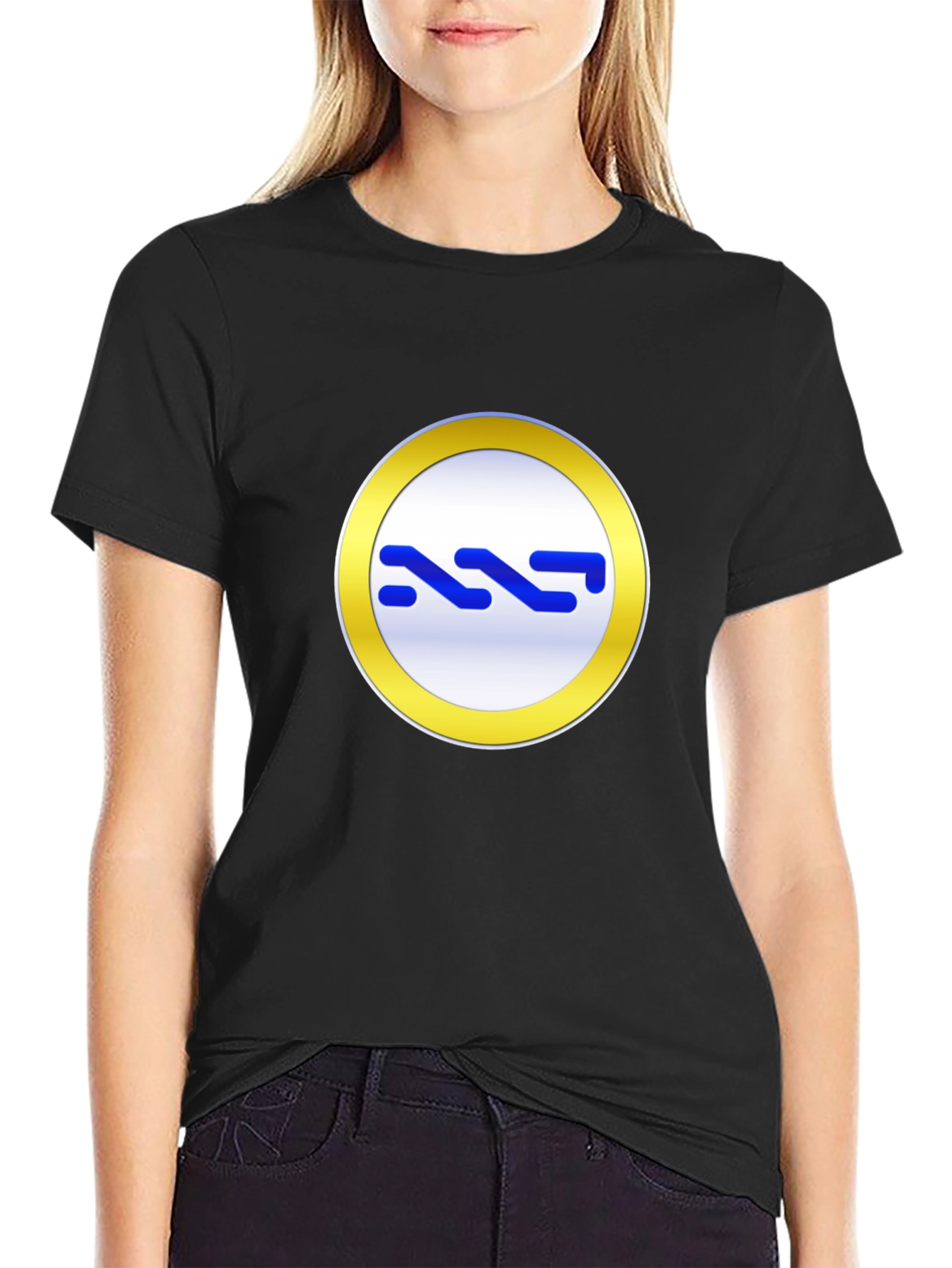 Black T-Shirt with Gold Circle Logo