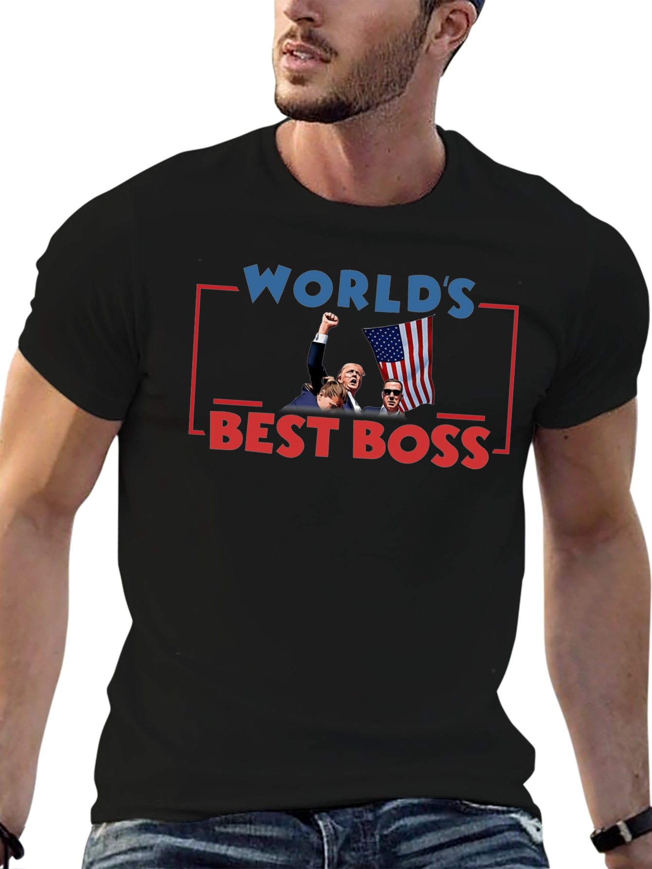 Worlds Best Boss Graphic Tee - Black